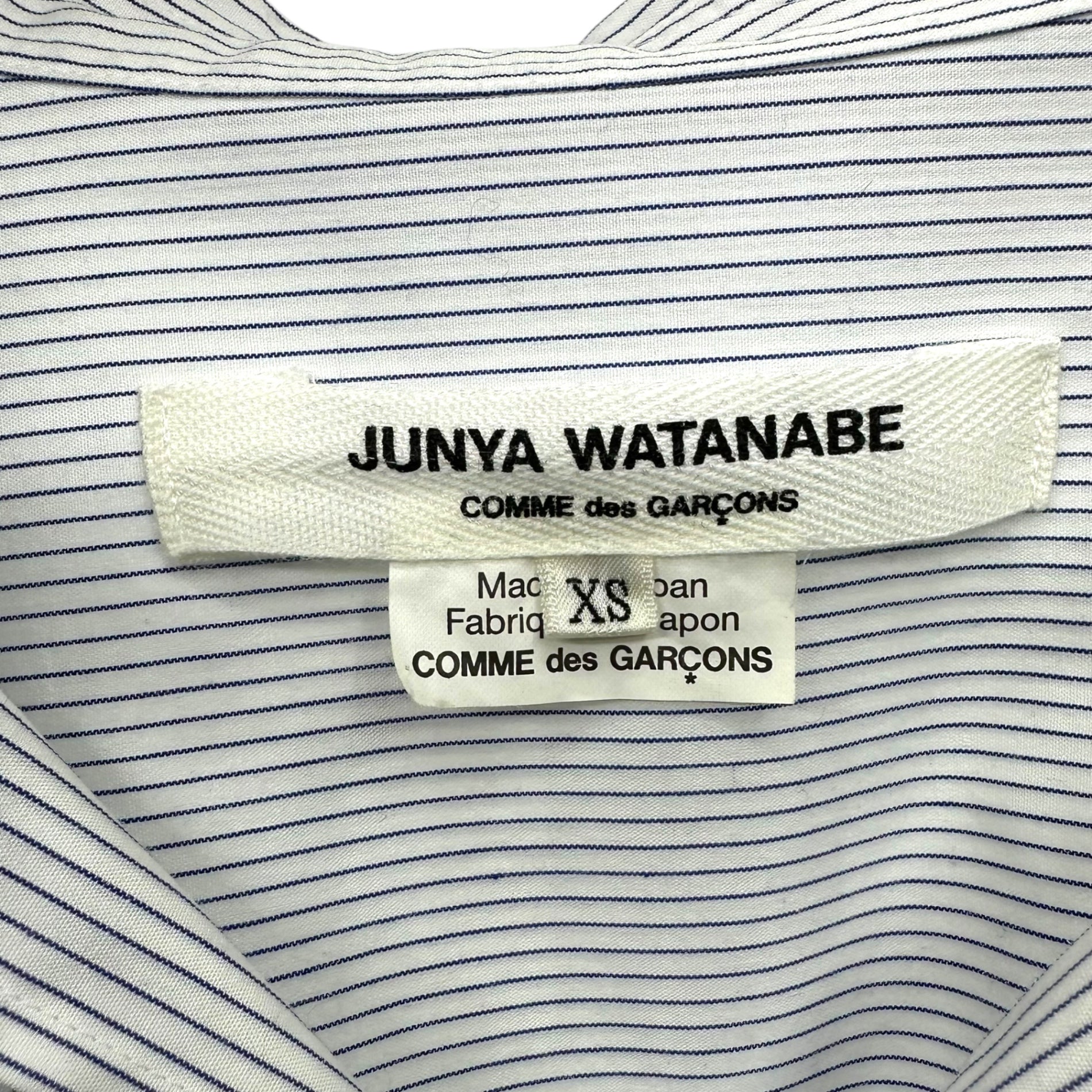 COMME des GARCONS JUNYA WATANABE(コムデギャルソンジュンヤワタナベ) 18AW Back Pleated Striped Shirt Dress バルーン スリーブ バック プリーツ ストライプ シャツ ワンピース JB-O024 XS ホワイト AD2018