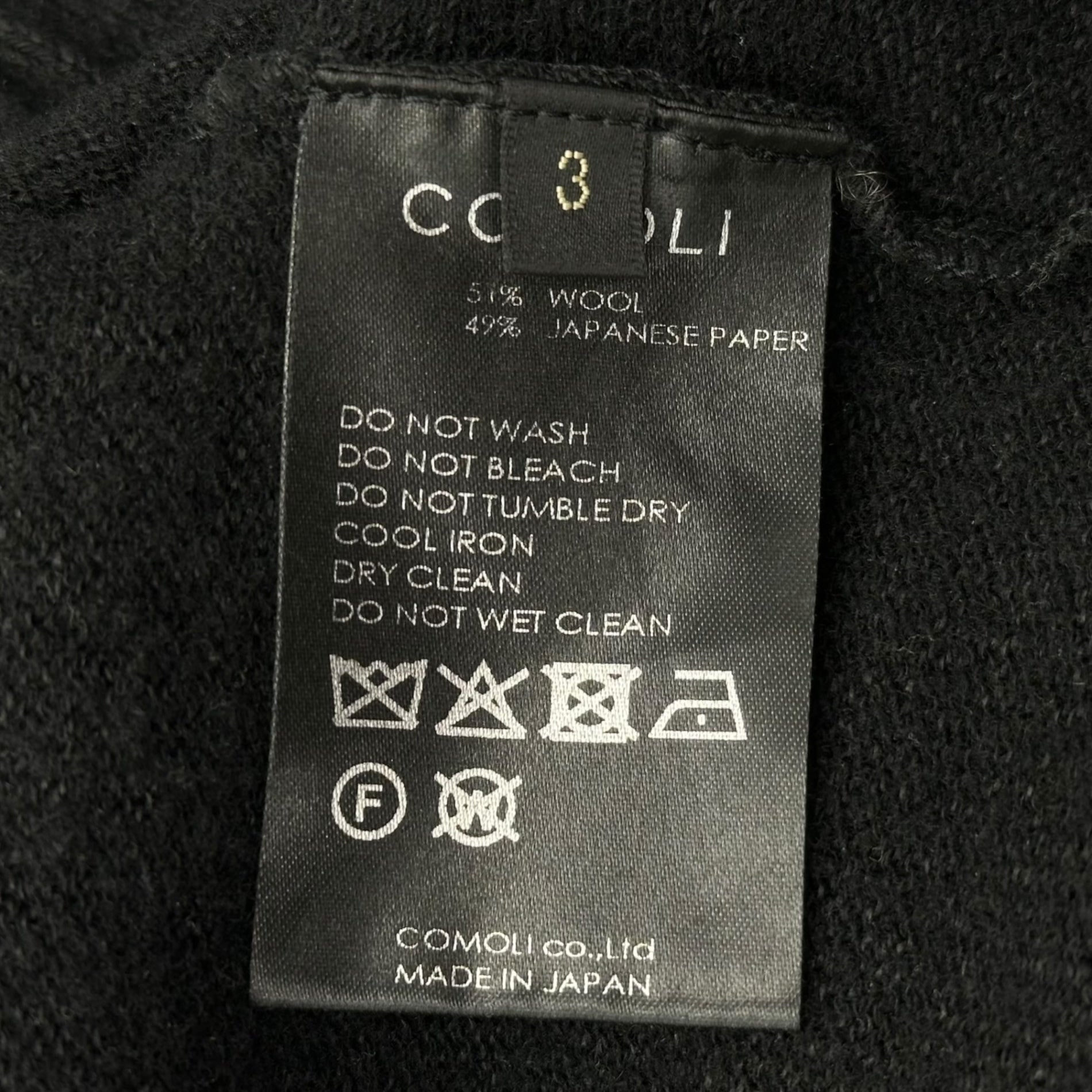 COMOLI(コモリ) 25SS Wool Washi Knit Pants ウール 和紙 ニット パンツ B01-06005 3 ブラック