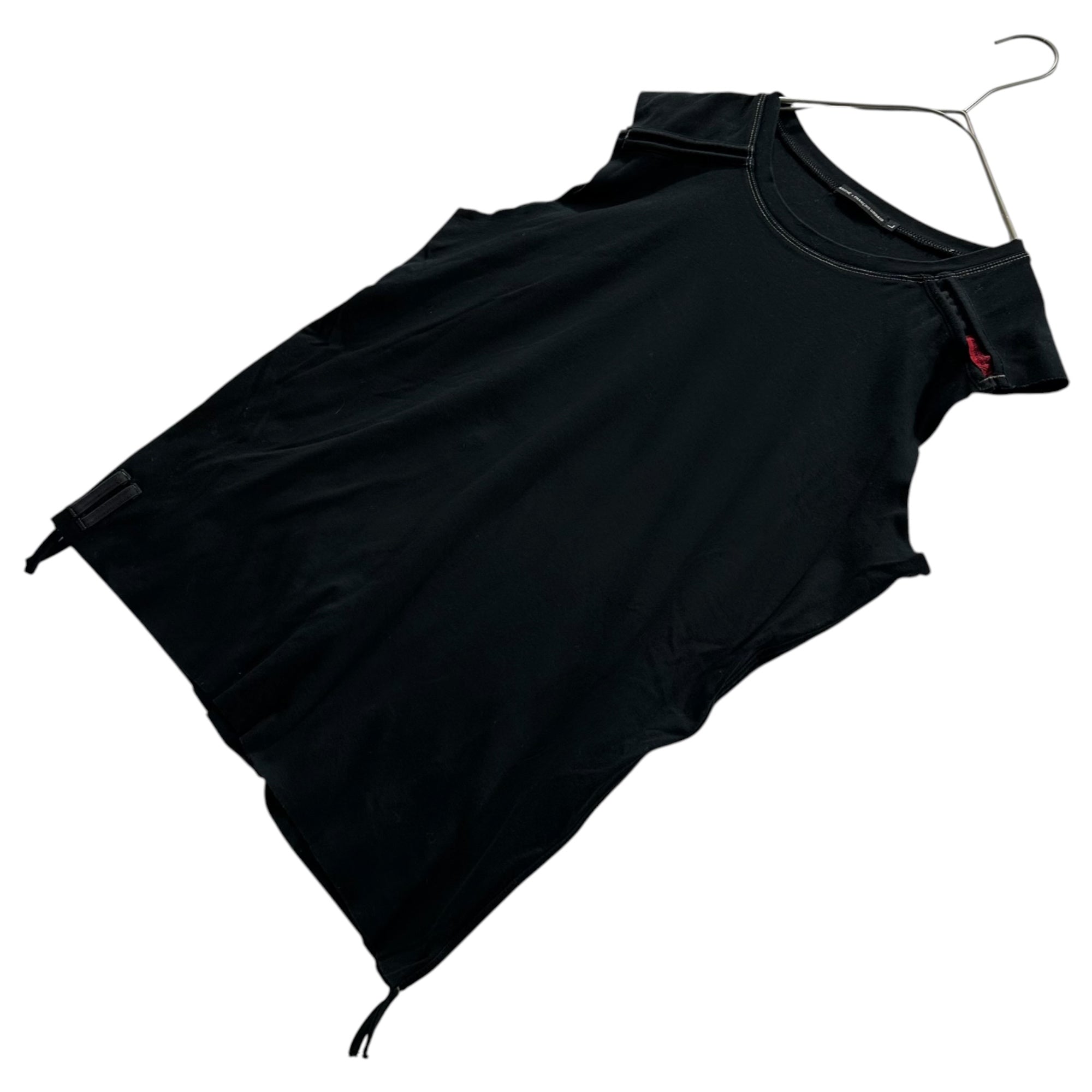MARITHE FRANCOIS GIRBAUD(マリテフランソワジルボー) 00's Sleeveless Gimmick T-shirt ノースリーブ ギミック Tシャツ M6-6596 L ブラック Y2K