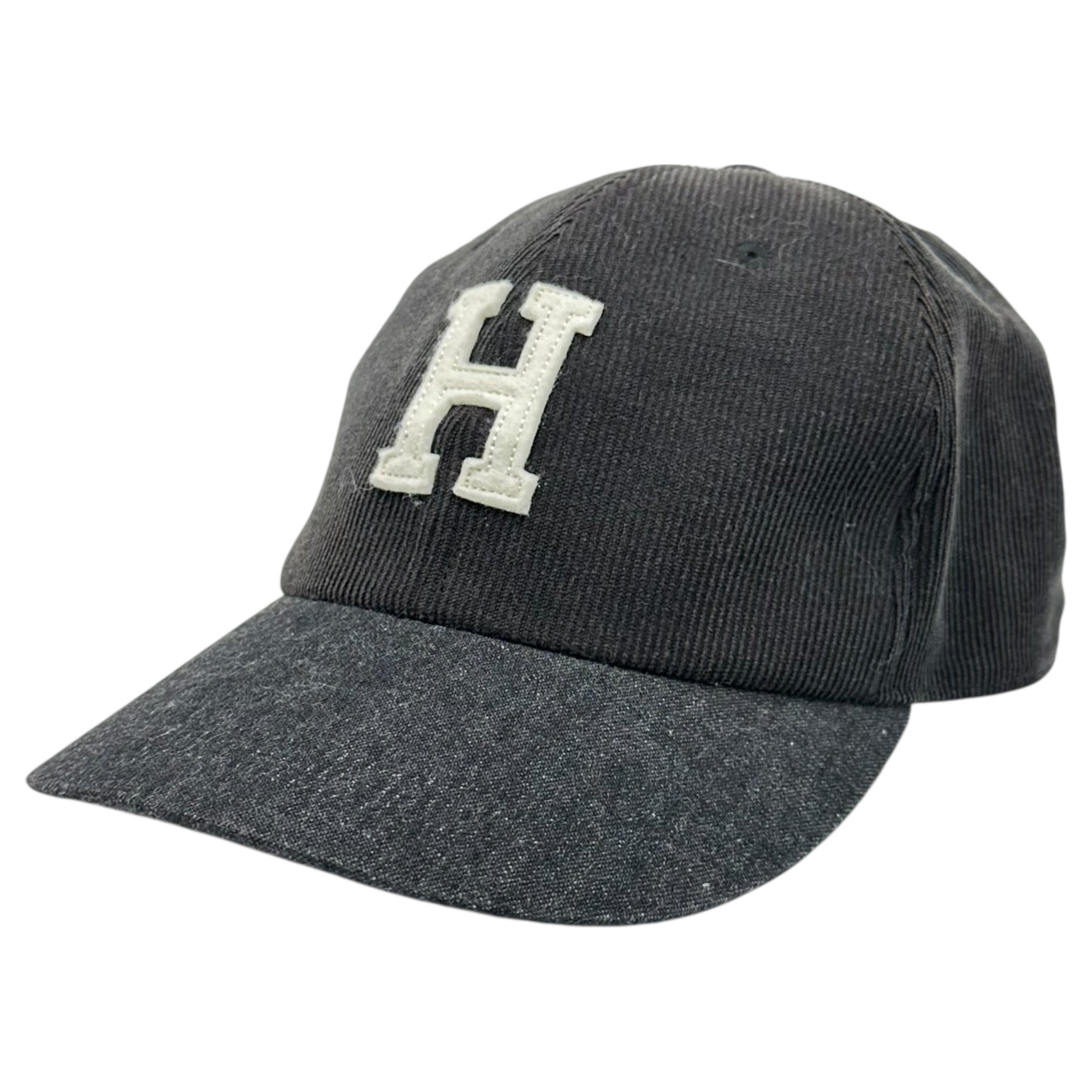 HOLLYWOOD RANCH MARKET(ハリウッドランチマーケット) H.R.REMAKE H Logo Corduroy Denim Panel Snapback Cap H ロゴ コーデュロイ デニム 切替 スナップバック キャップ ブラック 帽子