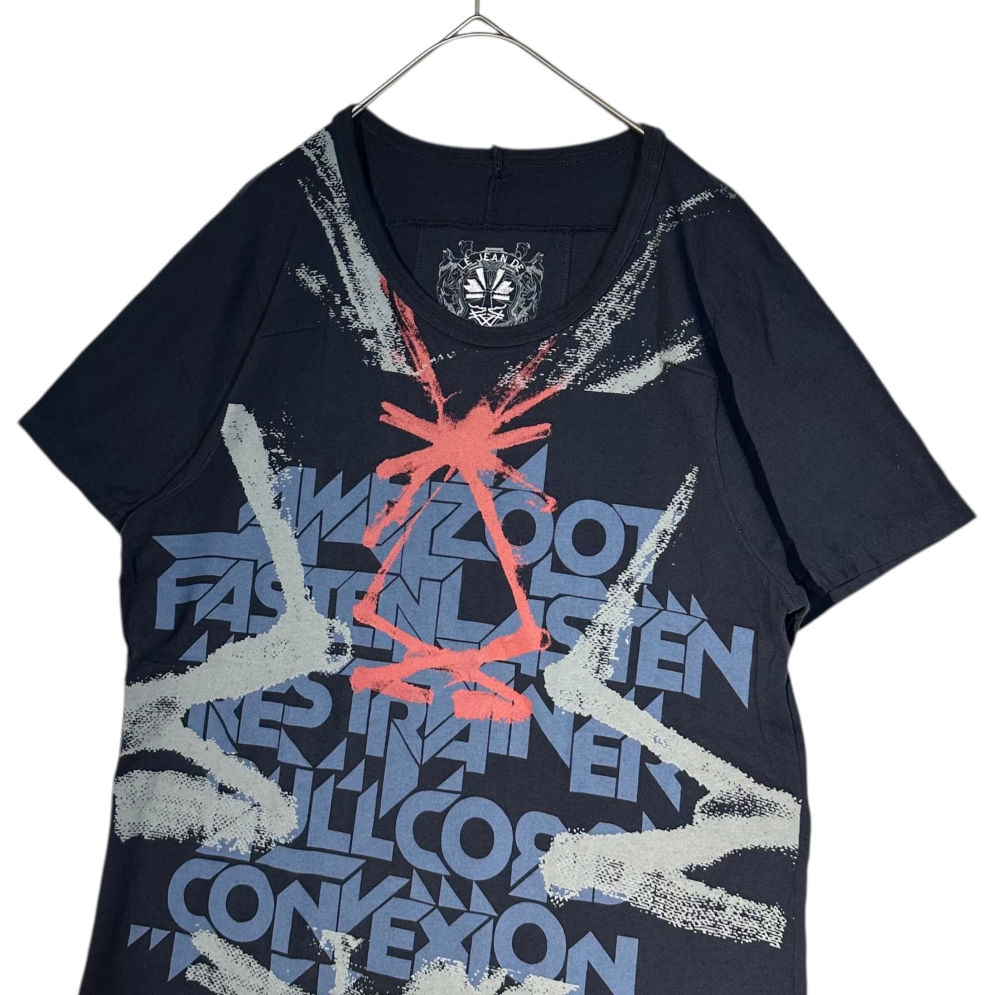 MARITHE FRANCOIS GIRBAUD(マリテフランソワジルボー) 00's Word Graphic Print T-Shirt ワード グラフィック プリント Tシャツ M6-6963 M ネイビー Y2K ロゴ 刺繍 パンク