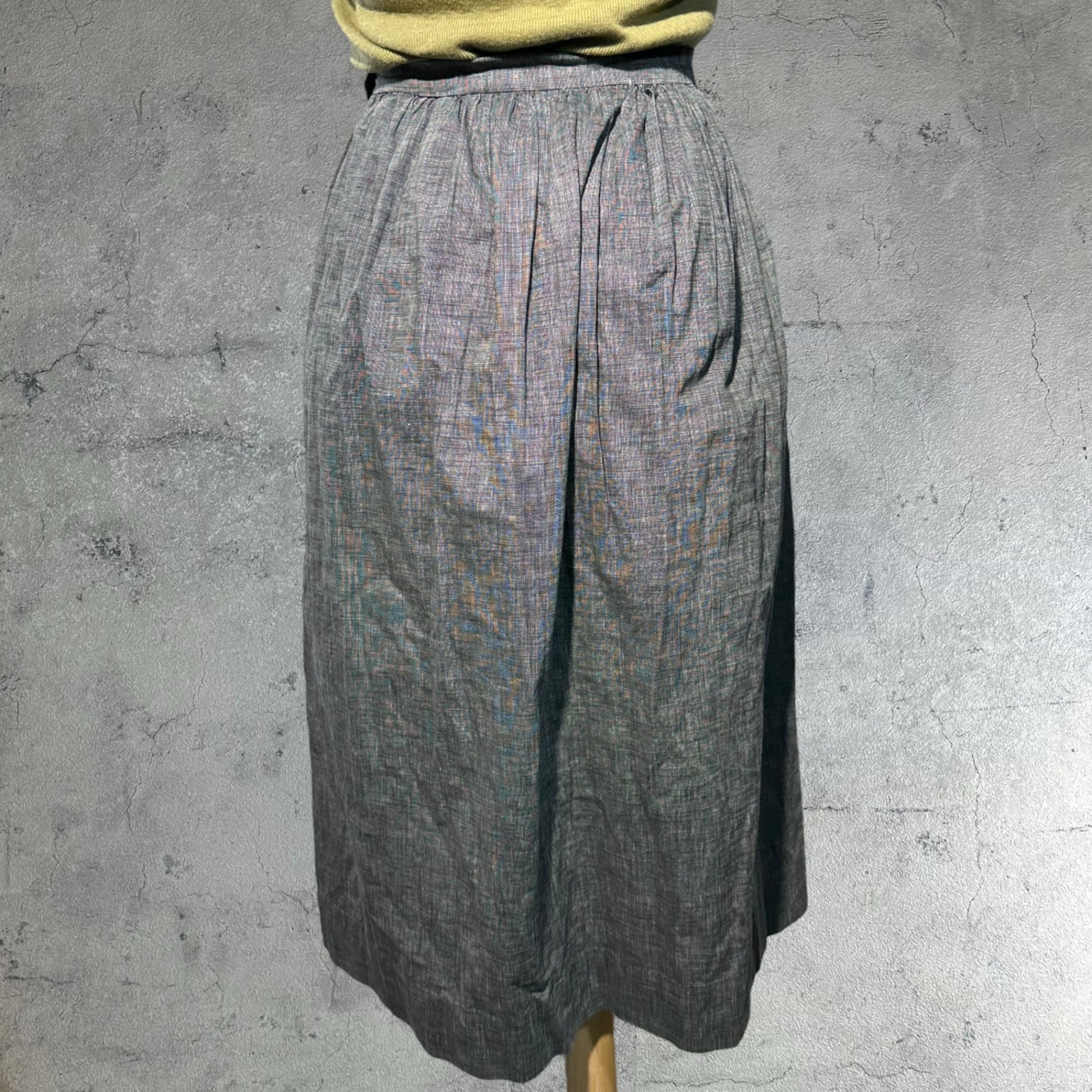 Euro vintage(ヨーロッパヴィンテージ) pokets_front two pokets tacked skirt フロントポケット付きタックデニムスカート 表記無し(S～M程度) ブルーグレー