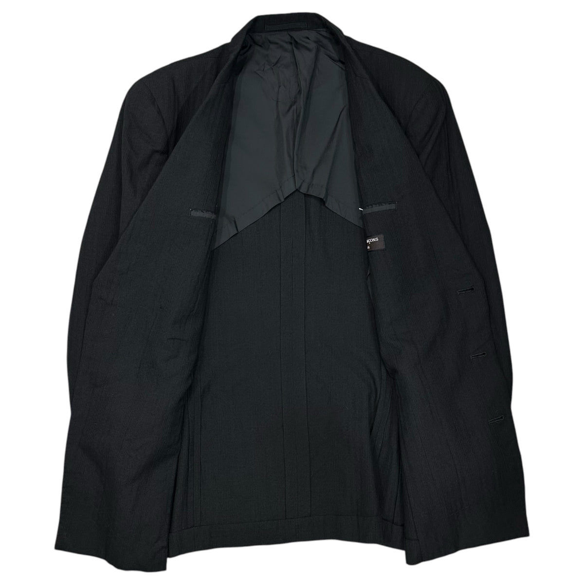 COMME des GARCONS HOMME PLUS(コムデギャルソンオムプリュス) 1993AW Wool Striped Double-Breasted Tailored Jacket ウール ストライプ ダブル テーラード ジャケット PJ-11012M M ブラック 90a アーカイブ