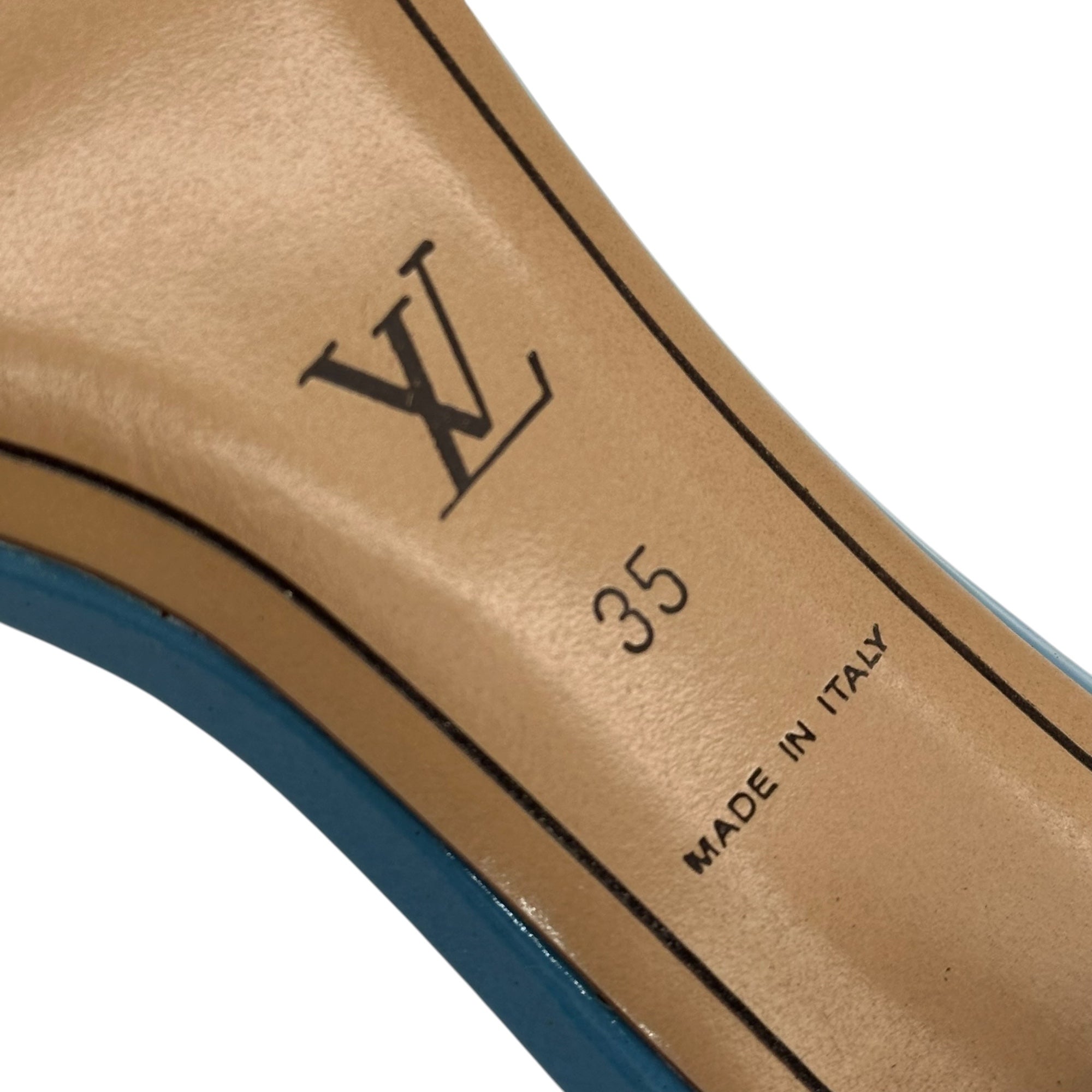 LOUIS VUITTON(ルイヴィトン) Vernis Ribbon Mules ヴェルニ リボン ミュール 35(22.5cm程度) スカイブルー RO0104 サンダル