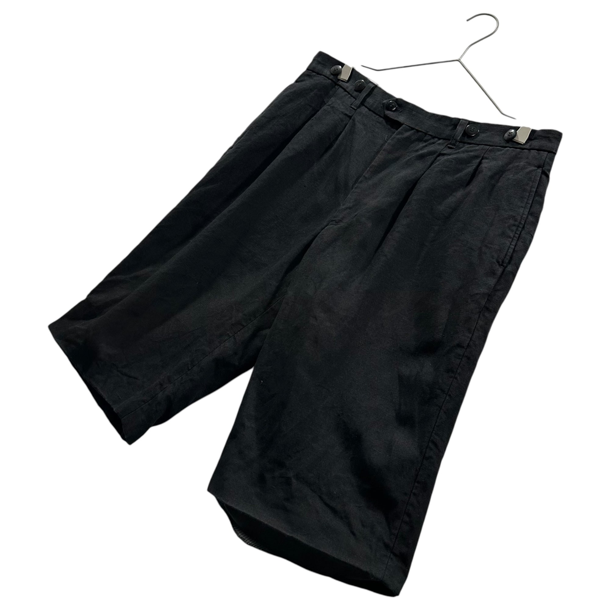 JUNYA WATANABE COMME des GARCONS(ジュンヤワタナベコムデギャルソン) 2021SS 2-tuck linen shorts 2タック リネン ショーツ WG-P034 M ブラック AD2020 ハーフ ショート パンツ