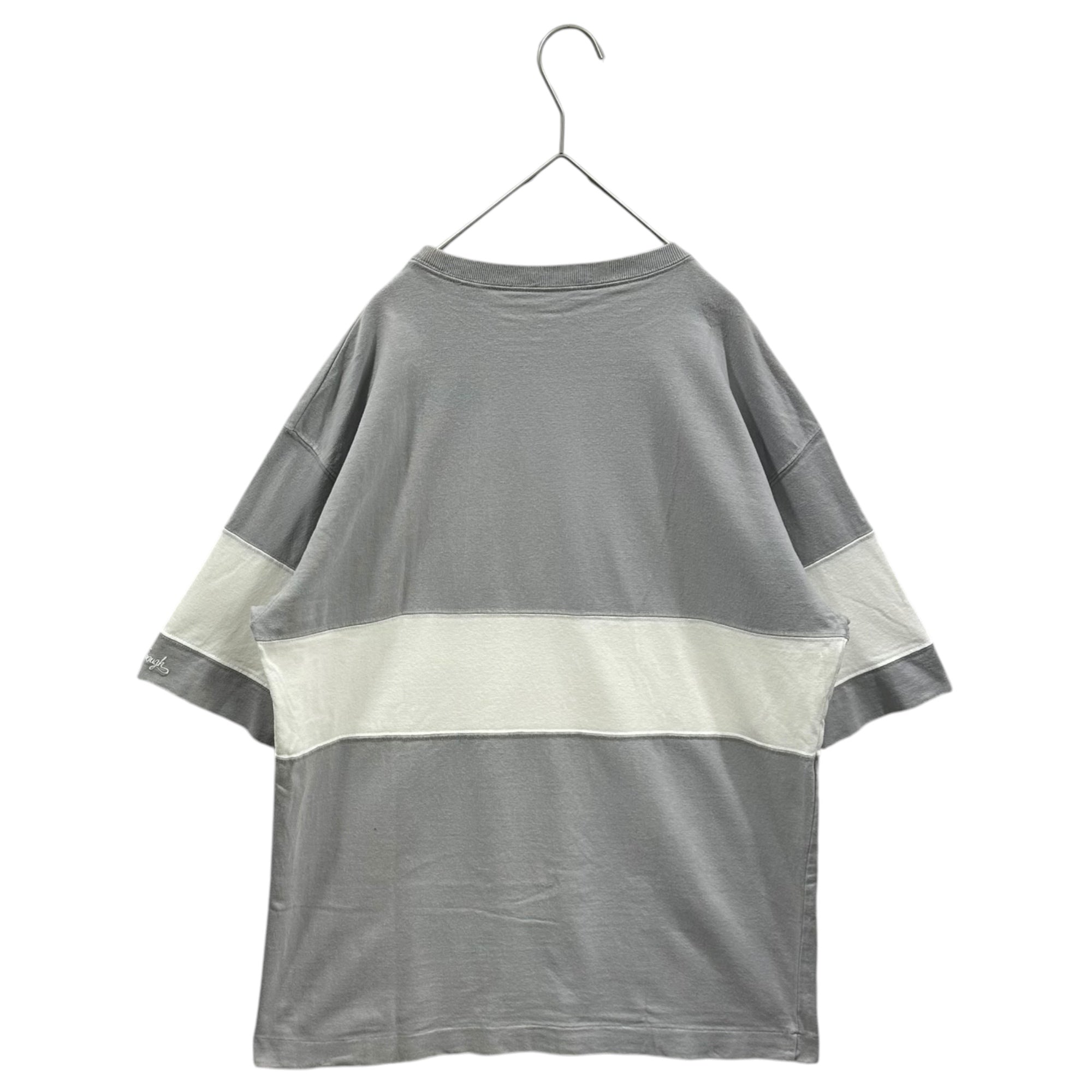 GOODENOUGH(グッドイナフ) 90’s Line-blocked s/s T-shirt ライン 切替 半袖 Tシャツ 表記消(L程度) グレー×ホワイト
