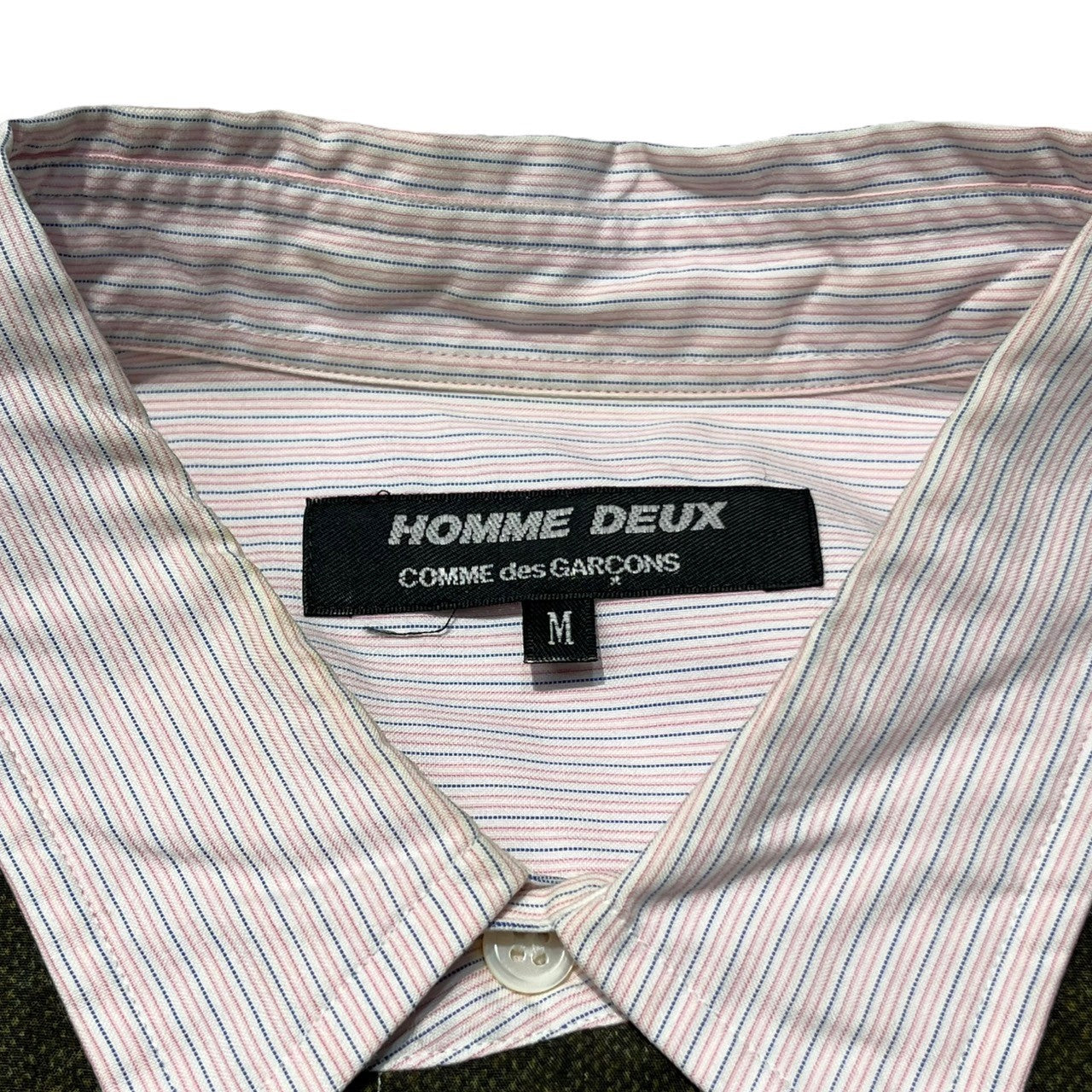 COMME des GARCONS HOMME DEUX(コムデギャルソンオムドゥ) 00's  Front switching stripe shirt フロント 切替 ストライプ シャツ M ピンク