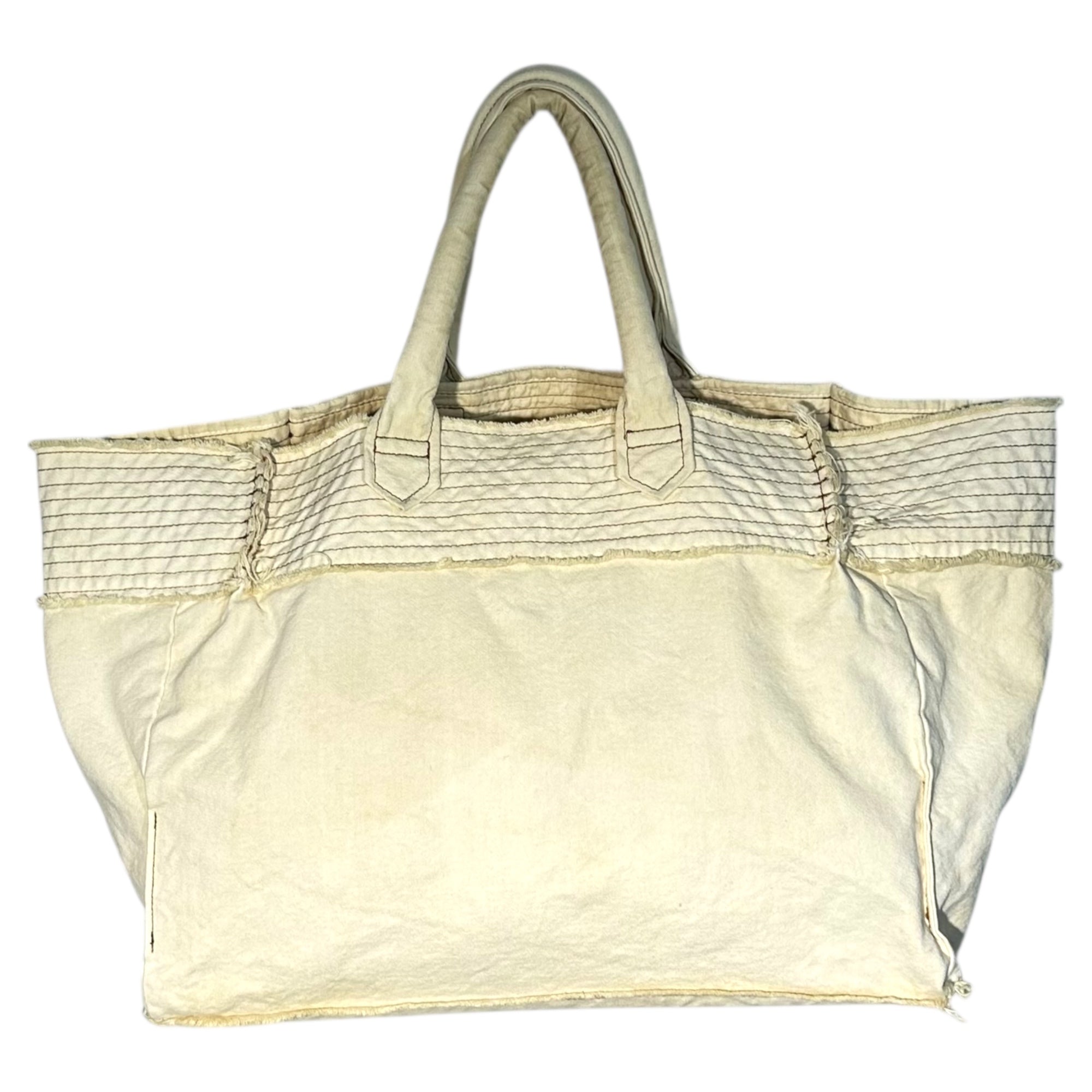 tricot COMME des GARCONS(トリココムデギャルソン) 05SS Brown Stitch Canvas Hand Tote Bag ブラウンステッチ キャンバス ハンド トートバッグ TO-K205 アイボリー×ブラウン