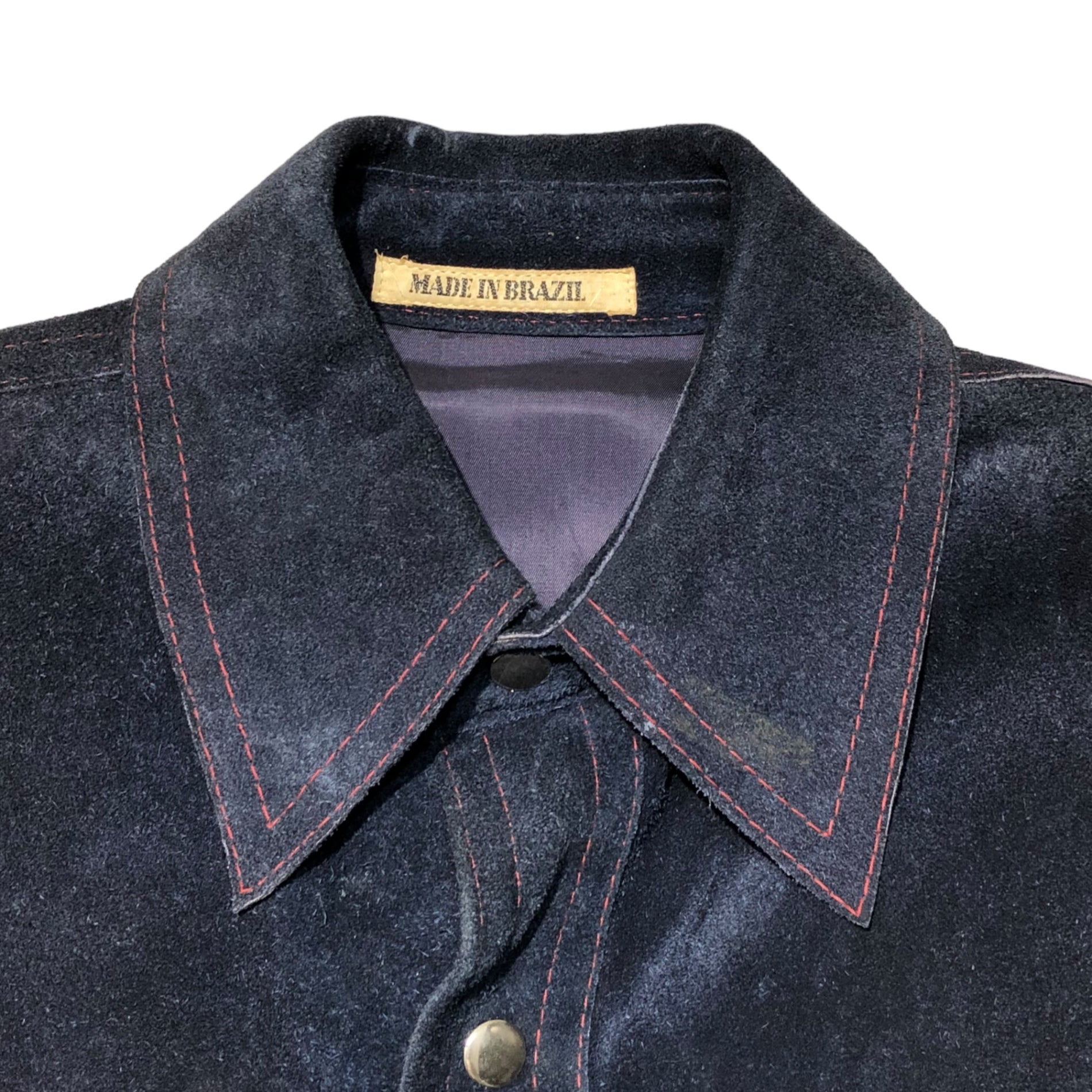 WILLIAM BARRY(ウィリアムバリー) 70's  stitched suede jacket ステッチ スウェード ジャケット S ネイビー styled by william barry 70年代 ヴィンテージ シャツ