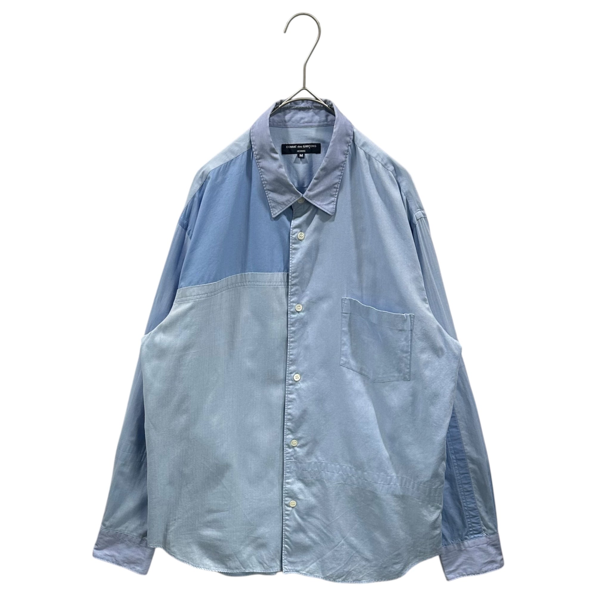 COMME des GARCONS HOMME(コムデギャルソンオム) 20AW Panel-Switch Cotton L/S Shirt パネル 切替 コットン 長袖 シャツ HF-B007 M ライトブルー AD2020