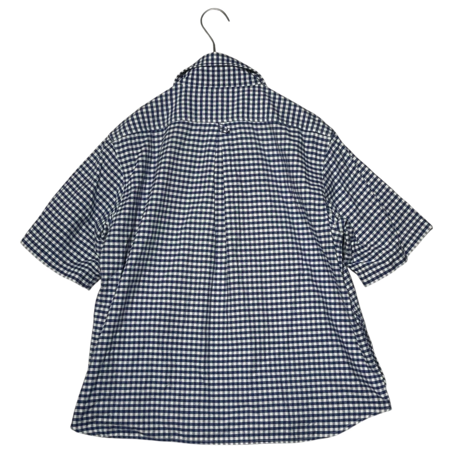 DANTON(ダントン) Round Collar Oxford Check Pullover Shirt ラウンドカラー オックスフォード チェック プルオーバー シャツ JD-3565 34(XS程度) ブルー×ホワイト