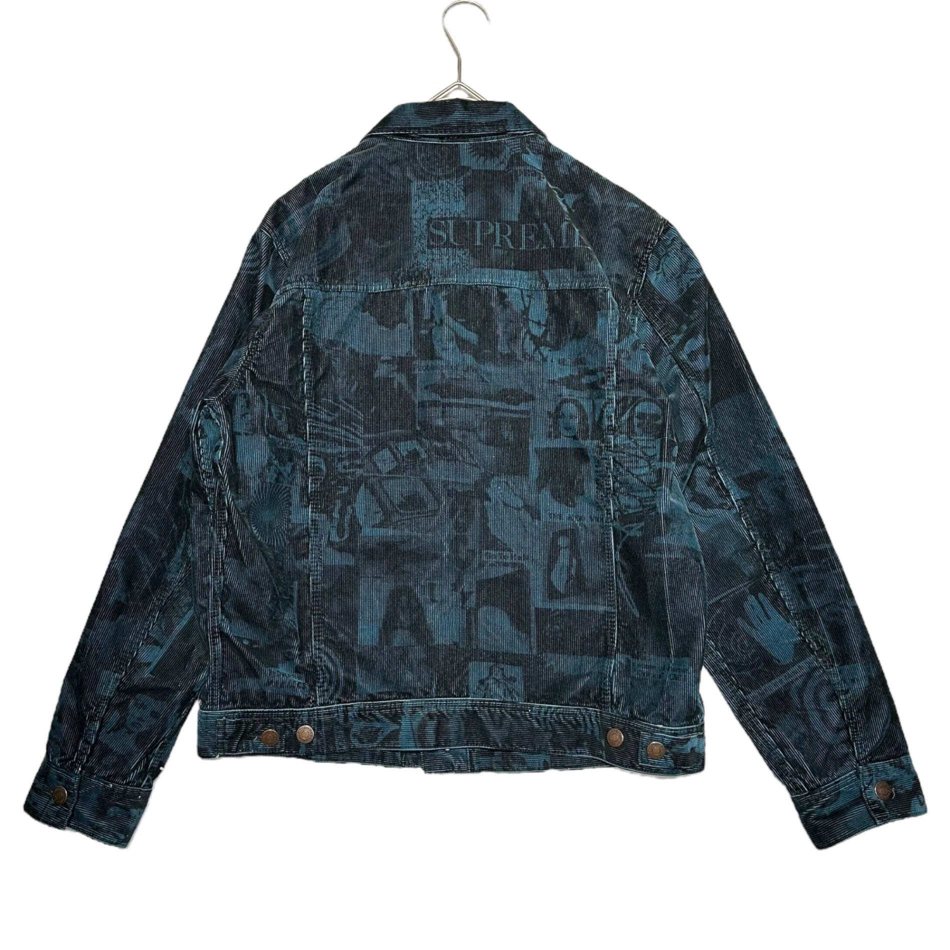 SUPREME(シュプリーム) 18SS Vibrations Corduroy Trucker Jacket バイブレーション コーデュロイ トラッカー ジャケット S ブルー×ブラック