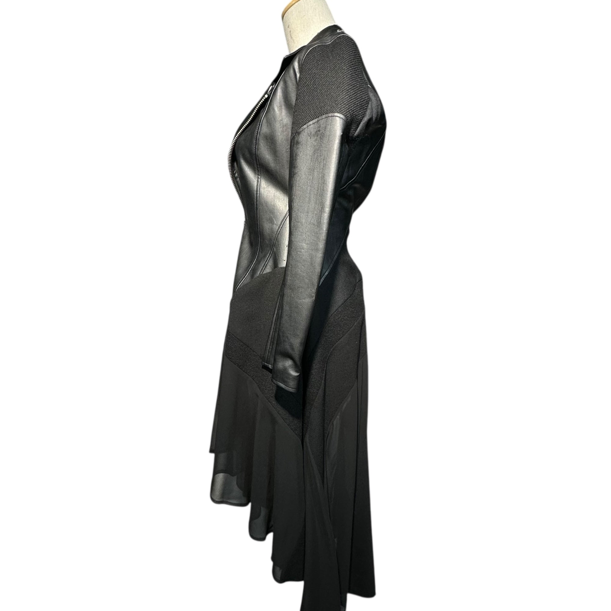 COMME des GARCONS JUNYA WATANABE(コムデギャルソンジュンヤワタナベ) 13AW Faux Leather Layered Double Rider Dress フェイクレザー レイヤード ダブル ライダース ワンピース JL-O003 XS ブラック AD2013