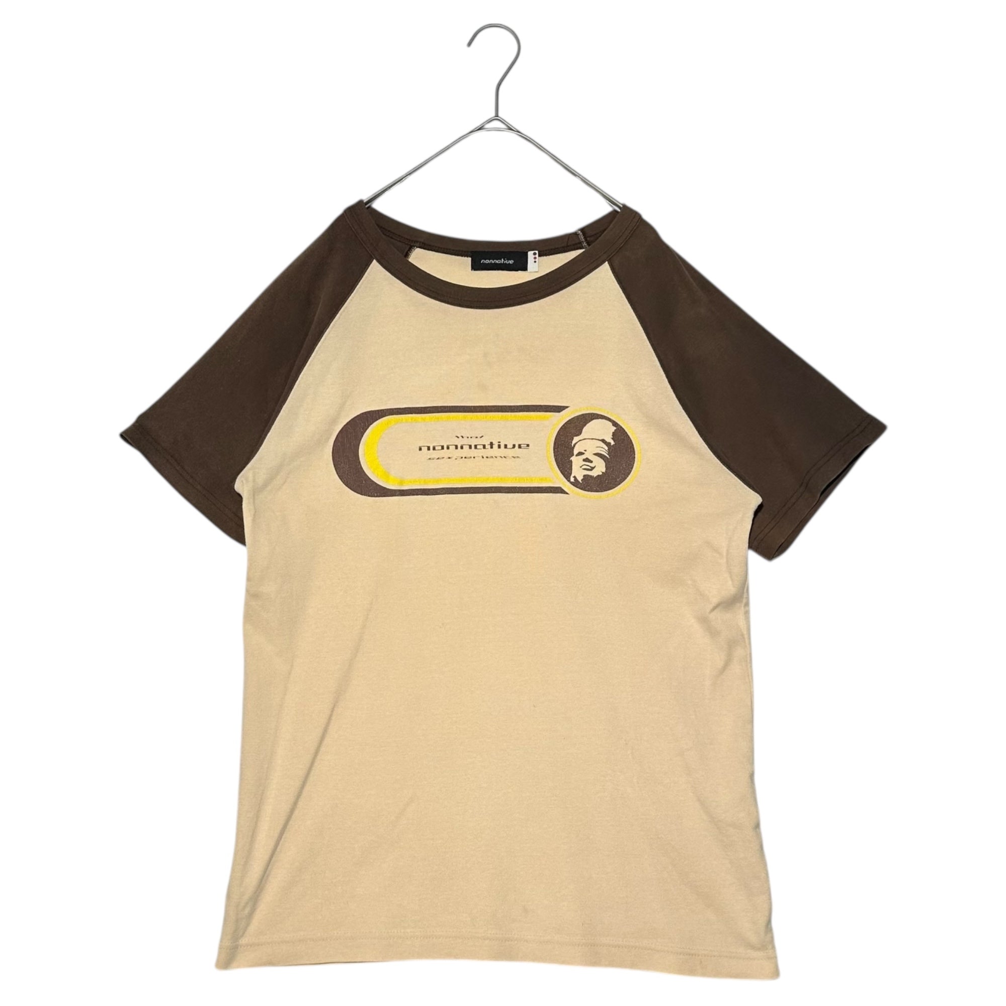 nonnative(ノンネイティブ) 00's old logo Printed Raglan S/S T-shirt オールド ロゴ プリント ラグラン 半袖 Tシャツ 表記無(M程度) ベージュ×ブラウン