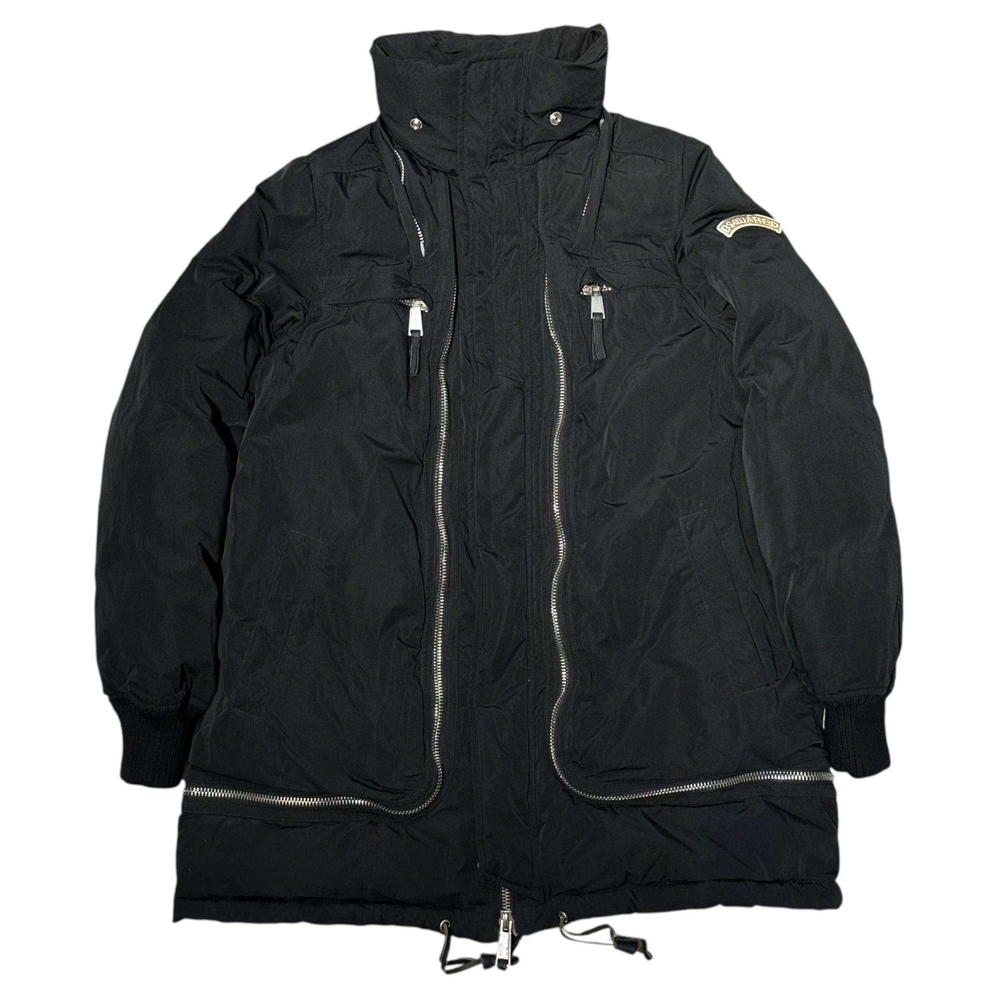 DSQUARED2(ディースクエアード) 10AW Big Fur Hood Nylon Down Jacket ビッグ ファー フード ナイロン ダウン ジャケット Y2K 72 A085 40(L程度) ブラック ここのえタグ