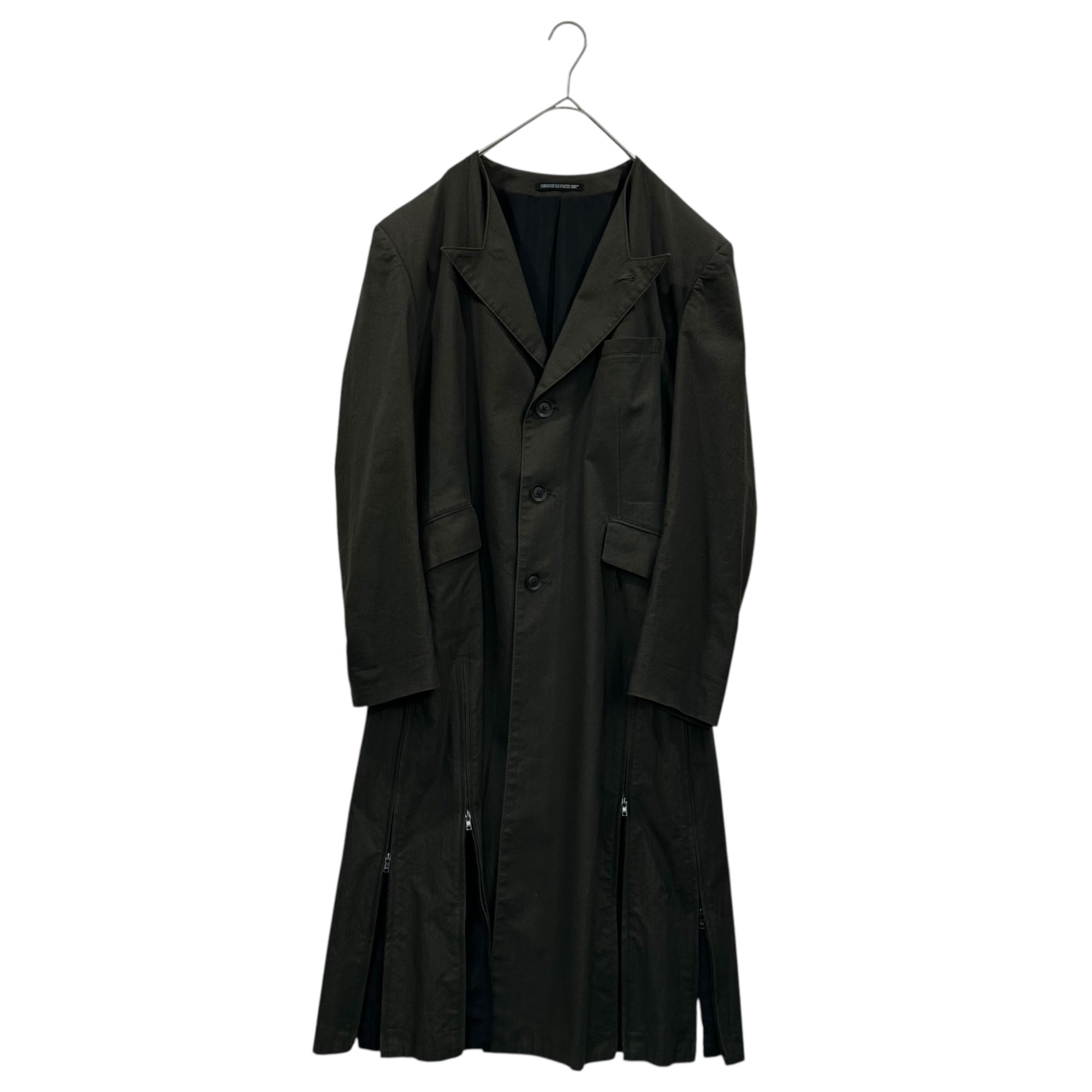 YOHJI YAMAMOTO POUR HOMME(ヨウジヤマモトプールオム) 20SS Yuka Asakura Back-Print Multi-Zip Long Jacket 朝倉優佳 バックプリント 多ジップ ロング ジャケット コート  HN-J55-018 2(M程度) ブラック 2020SSコレクション LOOK4