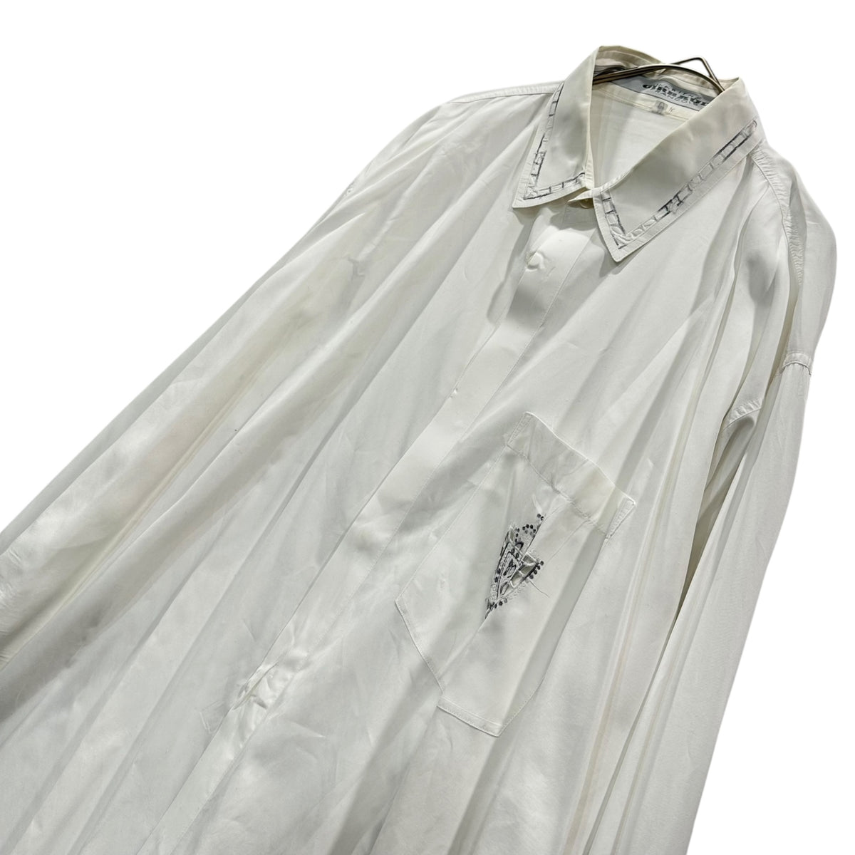 MARITHE FRANCOIS GIRBAUD(マリテフランソワジルボー) Hole-Embroidered Stitch L/S Regular-Collar Shirt 穴 エンブレム ステッチ 長袖 レギュラー カラー シャツ M ホワイト Old