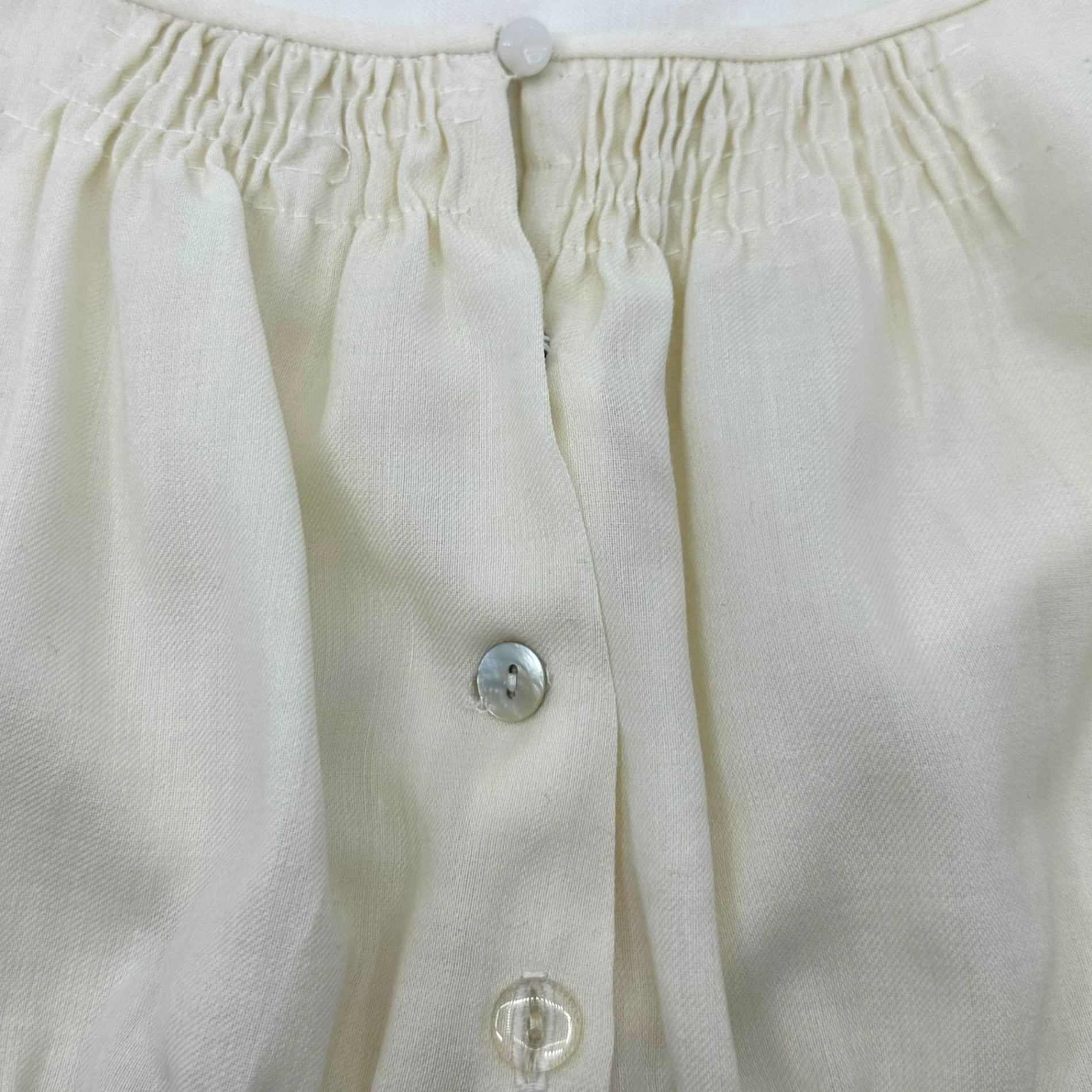 VINTAGE(ヴィンテージ) 80~90's shoulder gathered square short blouse ショルダーギャザー ショート丈ブラウス アイボリー EURO VINTAGE