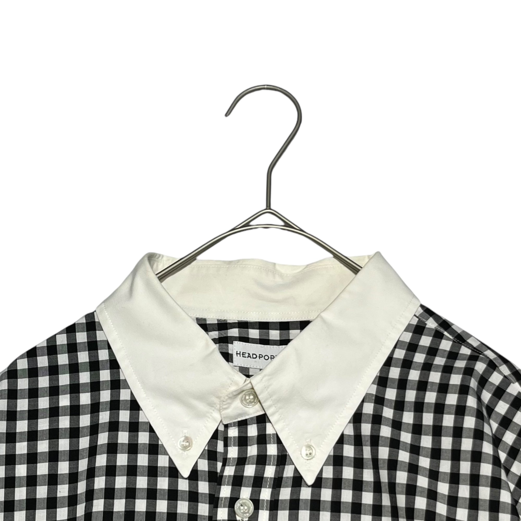 HEAD PORTER(ヘッドポーター) Gum check S/S shirt ギンガム チェック シャツ XL ブラック×ホワイト