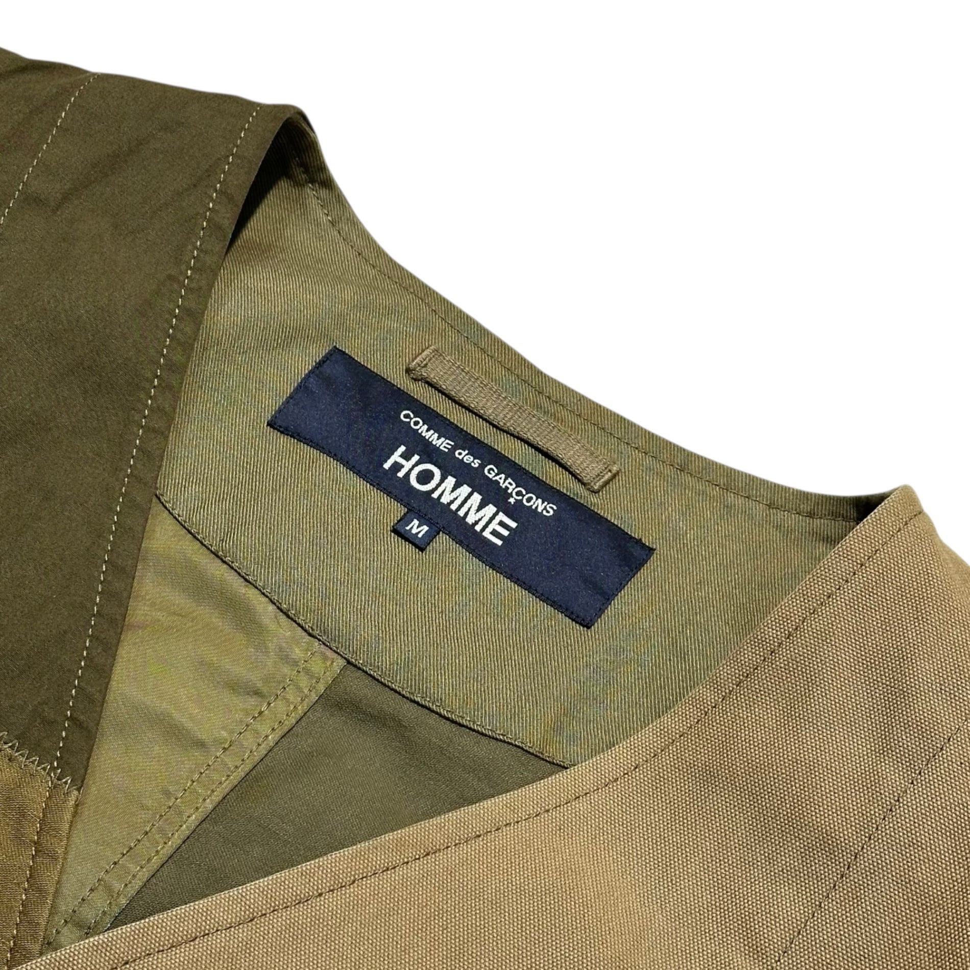 COMME des GARCONS HOMME(コムデギャルソンオム) 25SS Cotton Oxford Multi Fabric Khaki/mix Jacket コットン オックスフォード 異素材 カーキ ミックス ジャケット ノーカラー HO-J017 M カーキ AD2024 参考定価97,900円(税込)