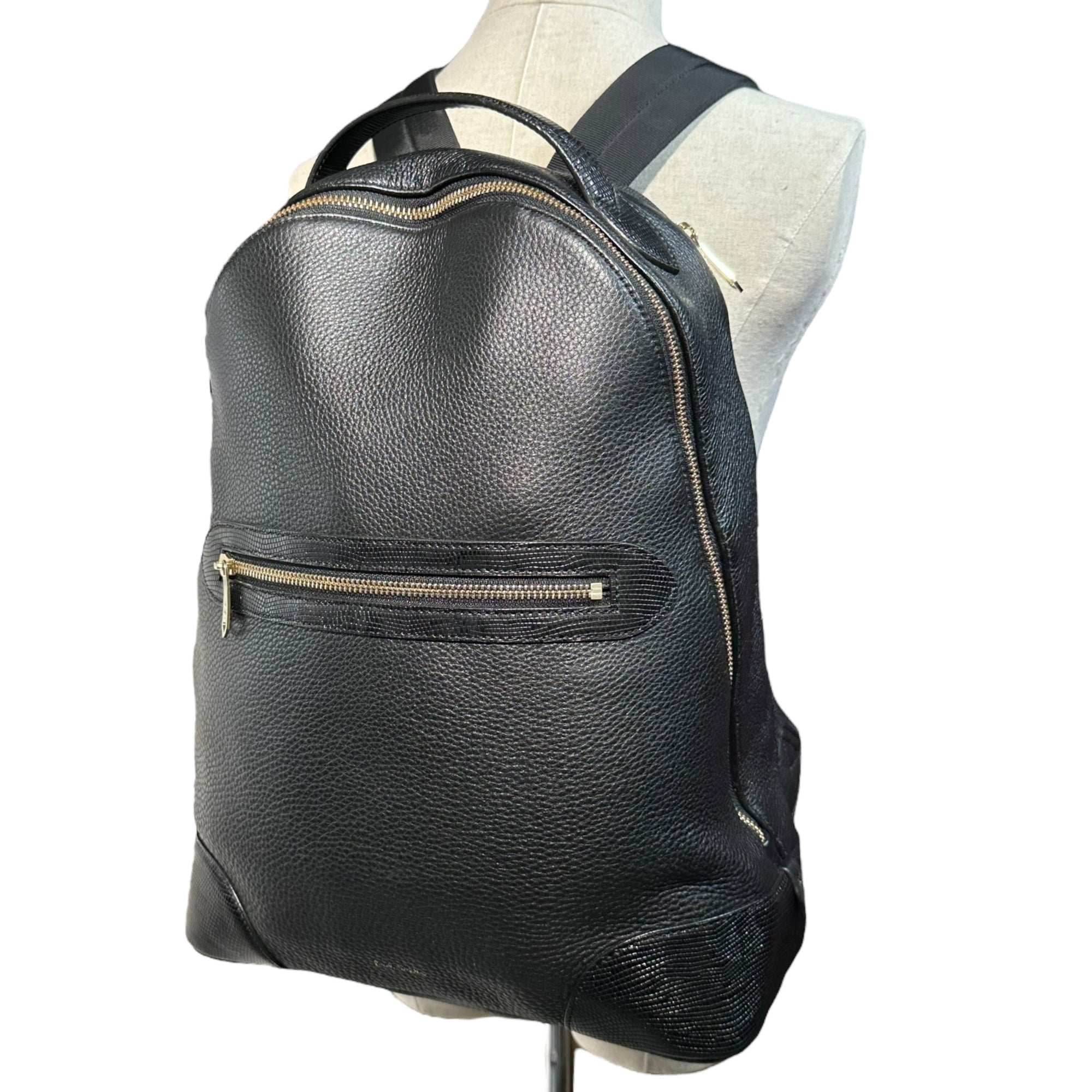 PAUL SMITH(ポールスミス) Embossed Leather Daypack Backpack 型押し レザー デイパック リュック ブラック