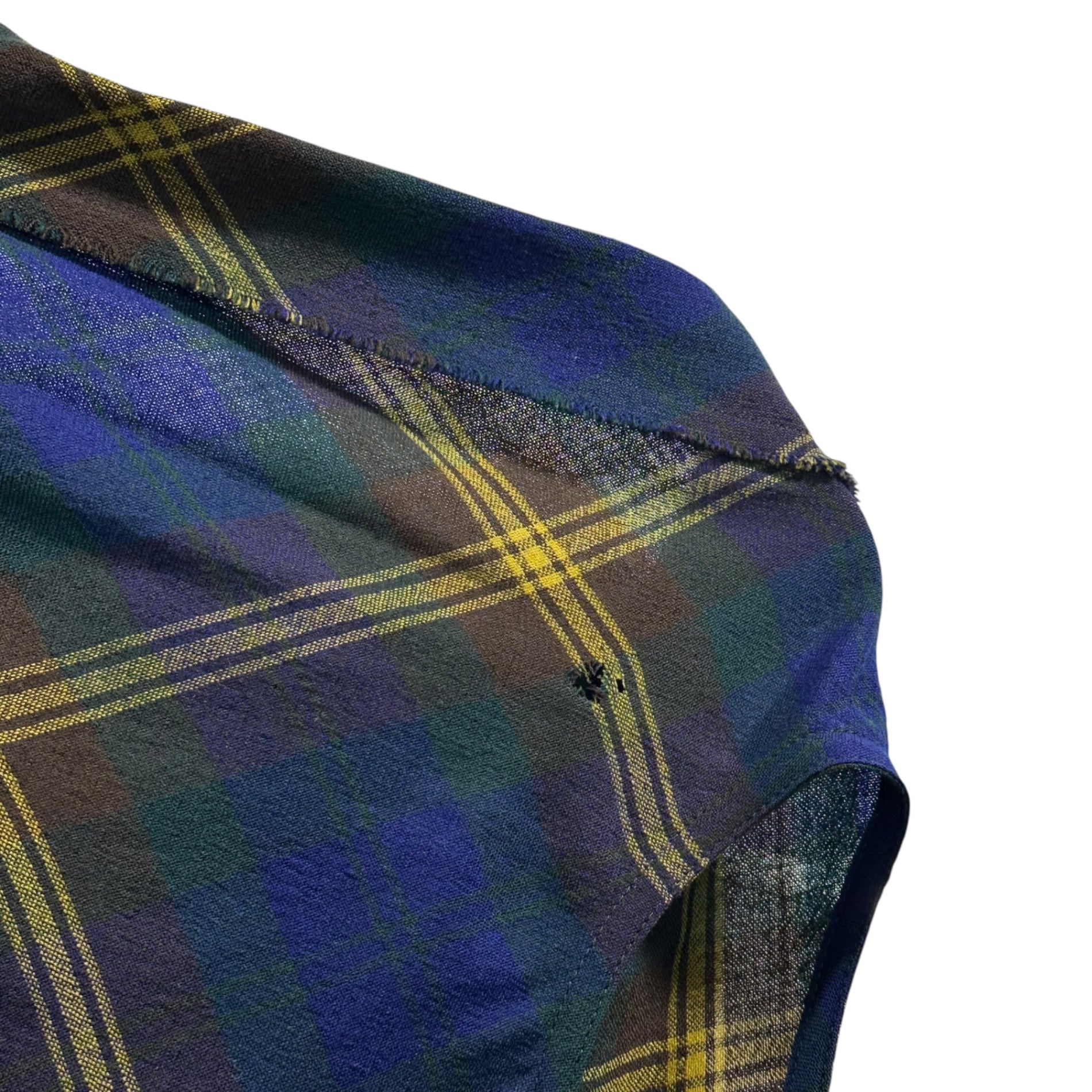 Y's Red Label(ワイズレッドレーベル) Asymmetric Check Sleeveless Wool Dress アシンメトリー 変形 チェック ノースリーブ ウール ワンピース YX-D58-158 2(M程度) ブルー×イエロー×グリーン ヨウジヤマモト