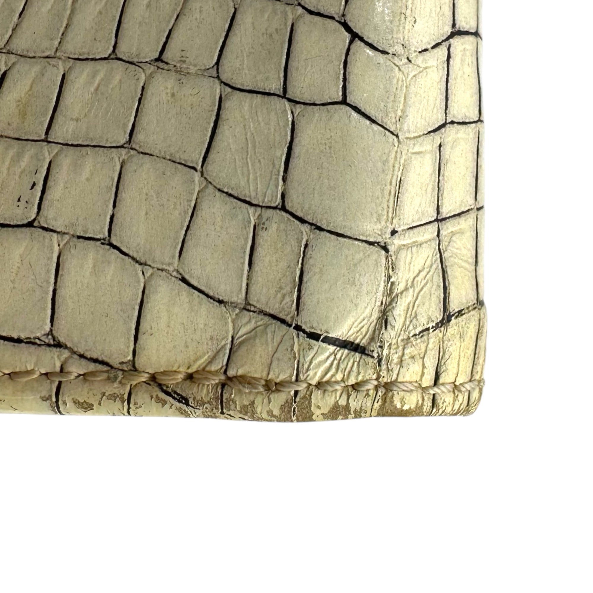 COMME des GARCONS(コムデギャルソン) Crocodile-Embossed Leather Round Zip Wallet クロコ型押し レザー ラウンド ジップ ウォレット ホワイト 2折り財布