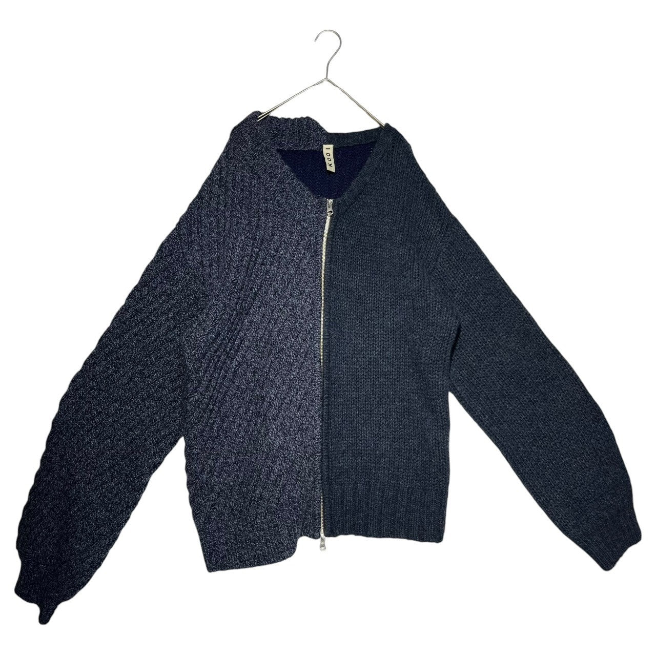 KOOI(コーイ) 22AW Asymmetric zip-up wool knit アシンメトリー ジップアップ ニット 22KO-AW10 1(S程度) ネイビー カーディガン 厚手 オーバーサイズ