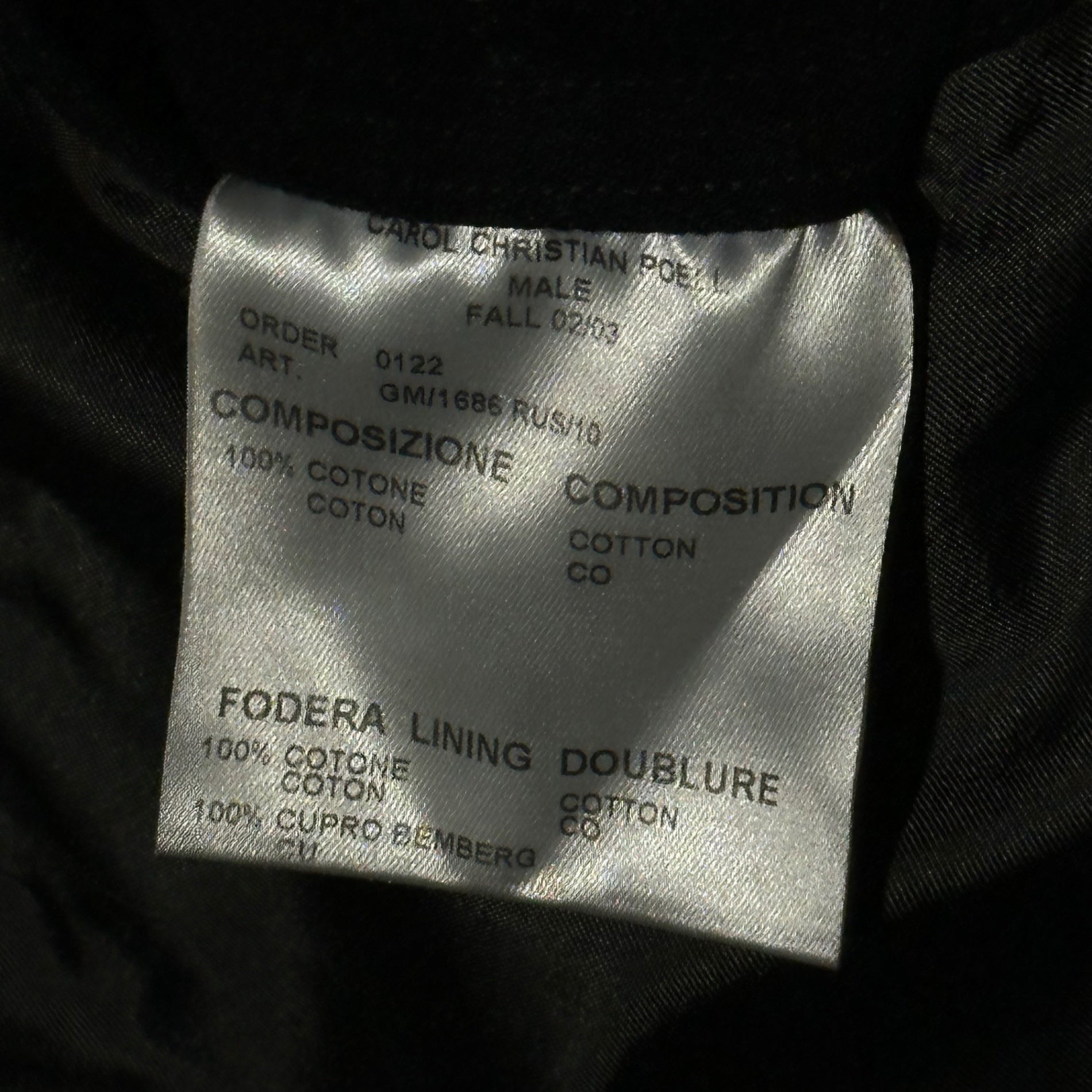 CAROL CHRISTIAN POELL(キャロルクリスチャンポエル) 02AW Archive 1B Stripe Design Tailored Jacket アーカイブ 1ボタン ストライプ デザイン テーラード ジャケット FALL 02/03 稀少品 S程度 ブラック