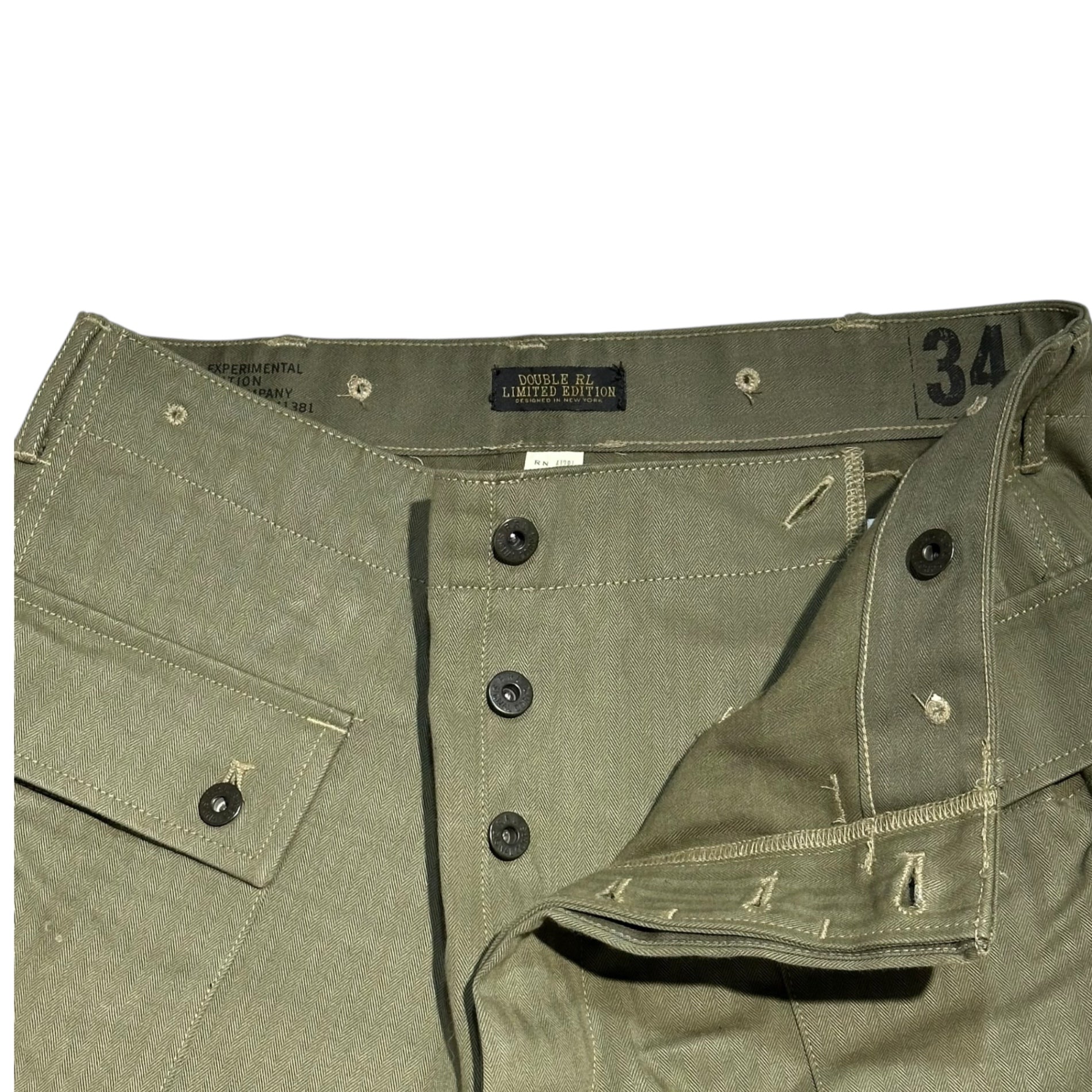 RRL(ダブルアールエル) Herringbone Military Cargo Pants ヘリンボーン ミリタリー カーゴ パンツ RN41381 34 セージグリーン