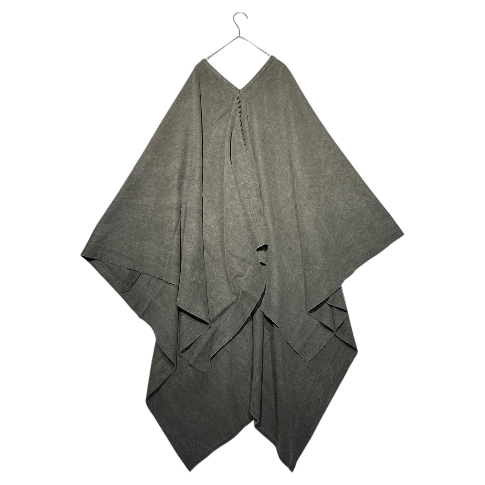 ISSEY MIYAKE(イッセイミヤケ) Wild Stitch Wide Wool Poncho Cape ワイルドステッチ ワイド ウール ポンチョ マント ME33AD014 FREE チャコールグレー