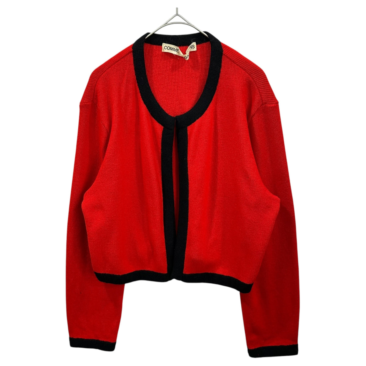COMME des GARCONS(コムデギャルソン) 1988 Red is Black Piping No-Collar Buttonless Knit Jacket パイピング ノーカラー ボタンレス ニット ジャケット GN-050150 FREE レッド×ブラック AD1988 80s アーカイブ レッドイズブラック期