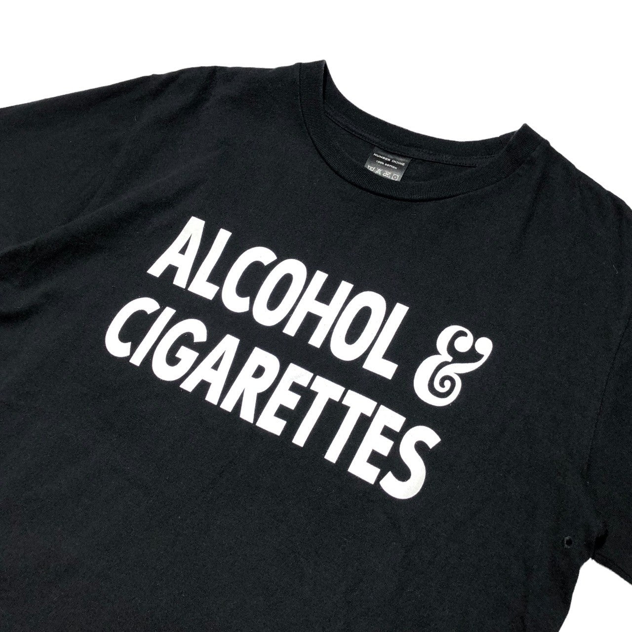 NUMBER (N)INE(ナンバーナイン) "ALCOHOL & CIGARETTES" print T-shirt プリント Tシャツ 2(M程度) ブラック