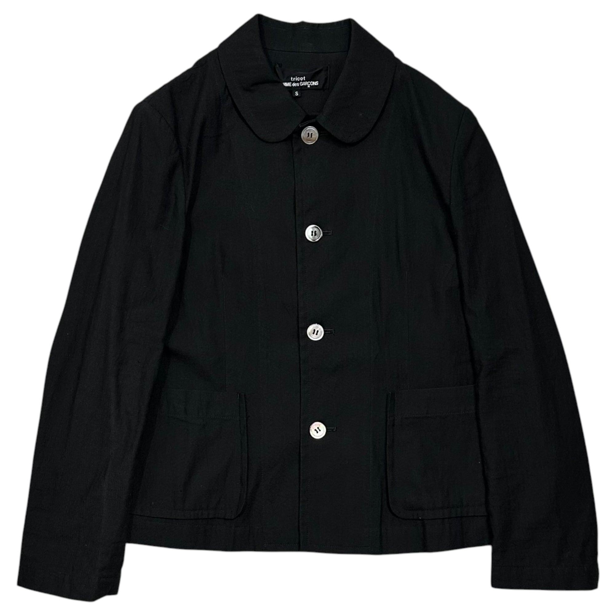 tricot COMME des GARCONS(トリココムデギャルソン) 2000's Cotton-Linen Jacket with Large Buttons コットン リネン ビッグ ボタン ジャケット TJ-02023S S ブラック AD2001