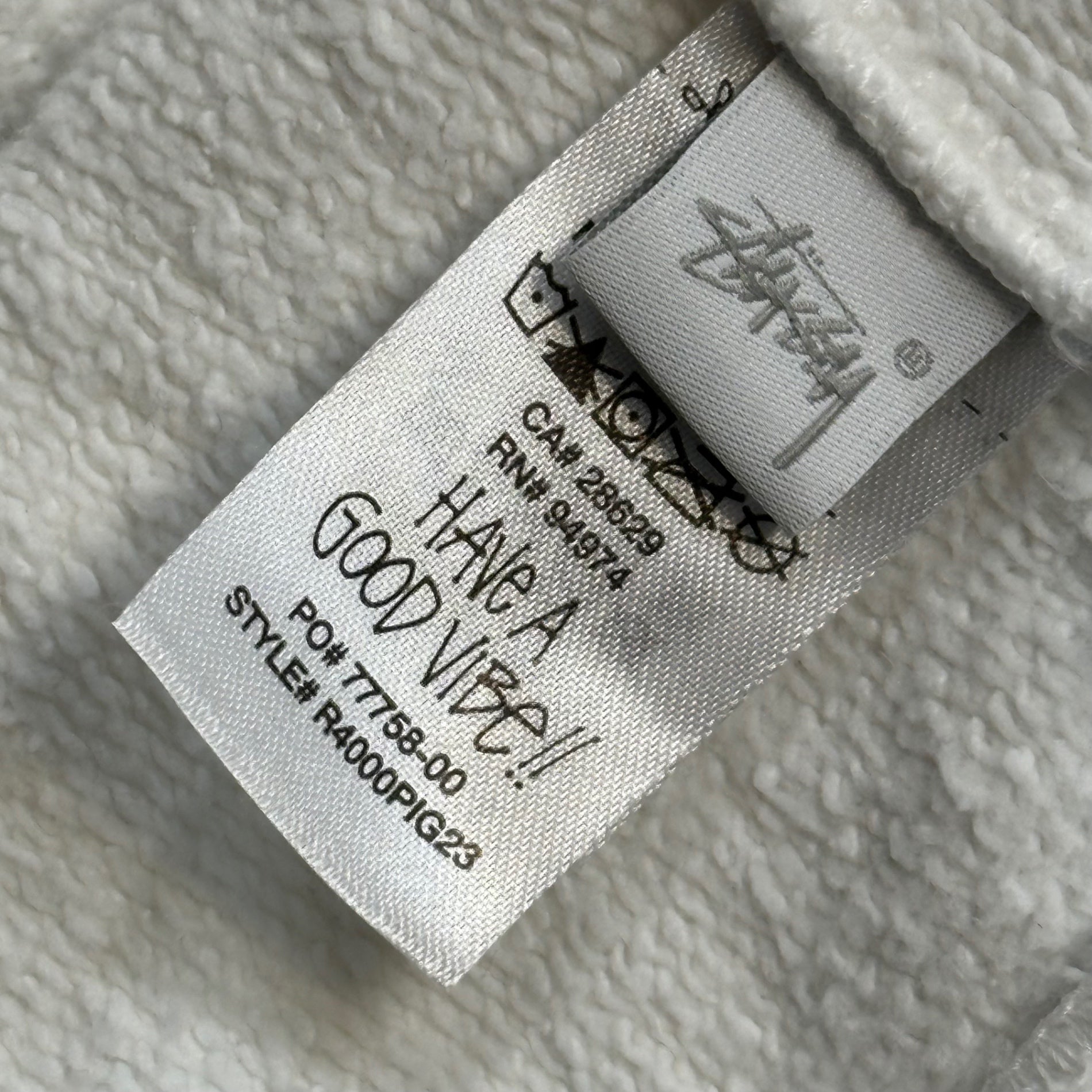 STUSSY(ステューシー) Built Built Tough Pigment Dyed Hoodie ロゴ フーディー M ホワイト プルオーバー パーカー