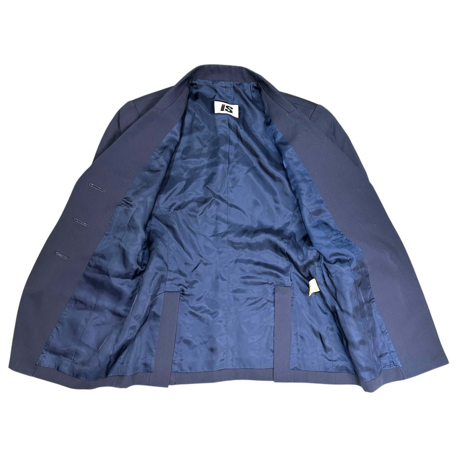 i.s. ISSEY MIYAKE(アイエス イッセイミヤケ) 91AW Buckle Design Button Tailored Jacket Set バックル デザイン ボタン テーラード ジャケット セットアップ IS13-FD023 M ネイビー 90's 90年代 ヴィンテージ スカート