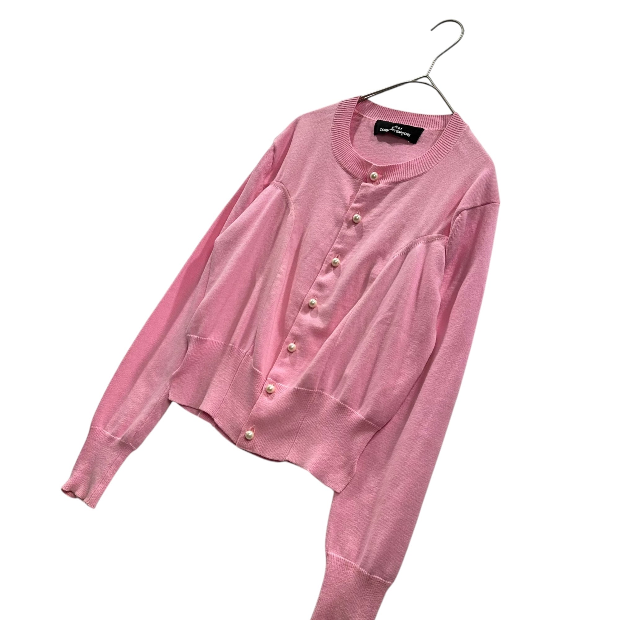 tricot COMME des GARCONS(トリココムデギャルソン) 2003SS Pearl-Effect Button Cotton Knit Cardigan パール調ボタン コットンニット カーディガン TI-N014 FREE ピンク AD2002