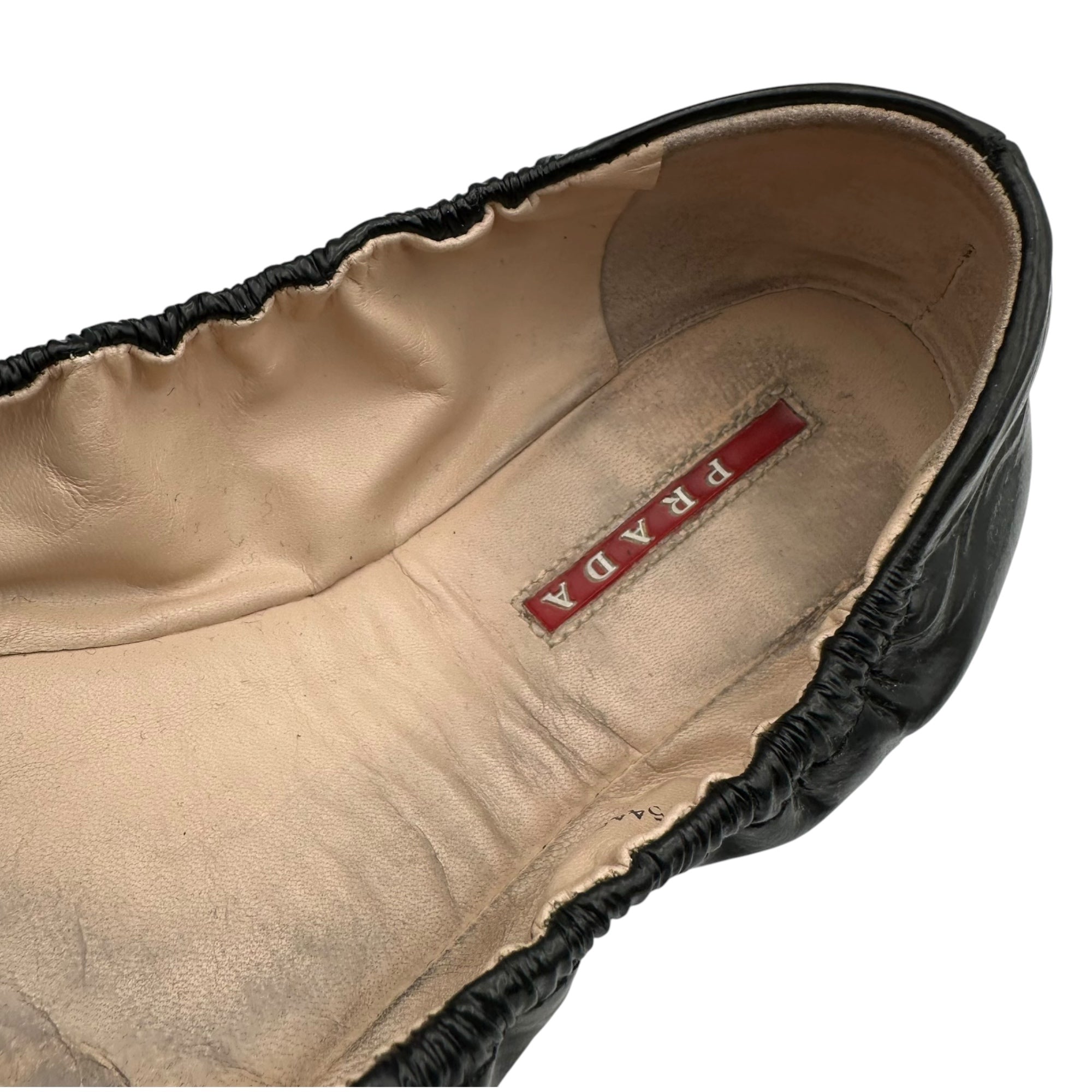 PRADA(プラダ) Bow Patent Leather Ballet Flats リボン パテントレザー バレエシューズ 3F455 38(24cm程度) ブラック