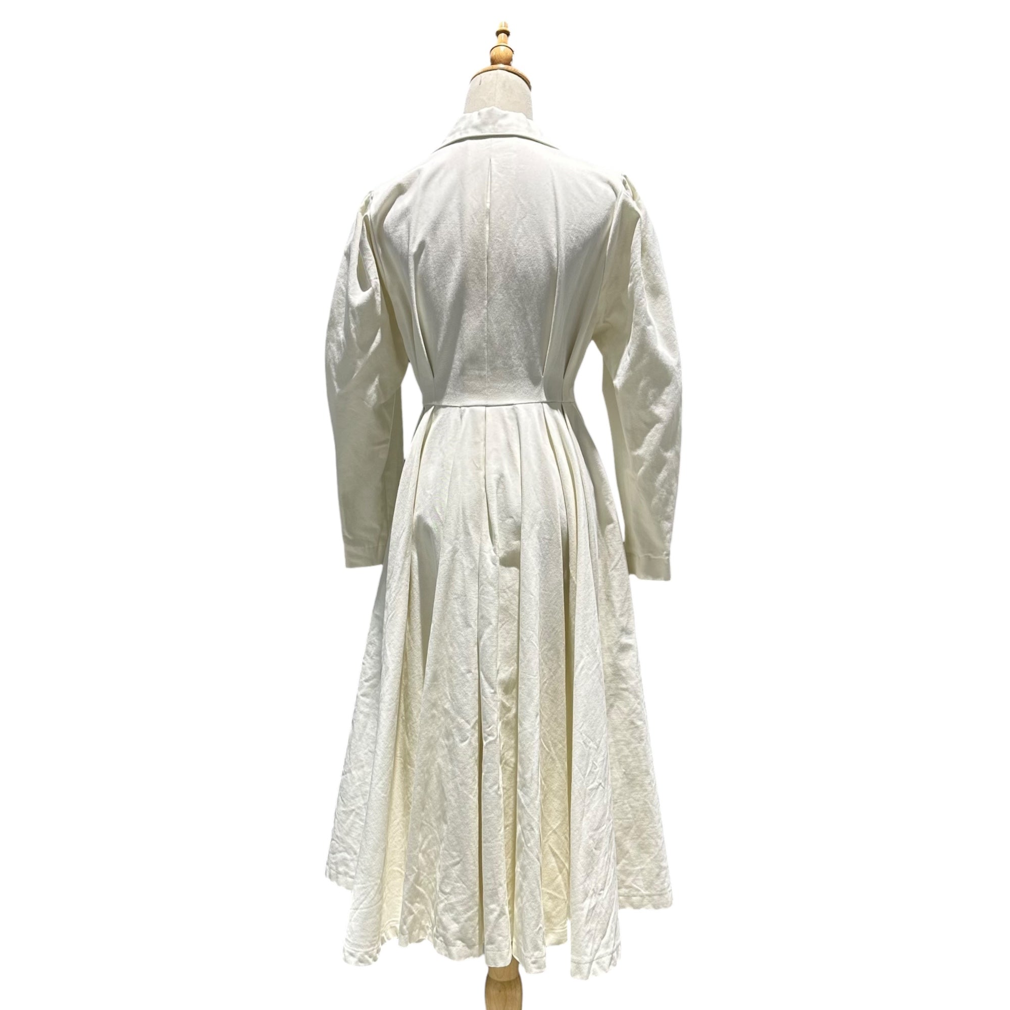 foufou(フーフー) THE DRESS #17 - waltz - open collar gold button dress オープンカラー ゴールド ボタン ドレス 92OP04 O ホワイト ワンピース ロング フレア