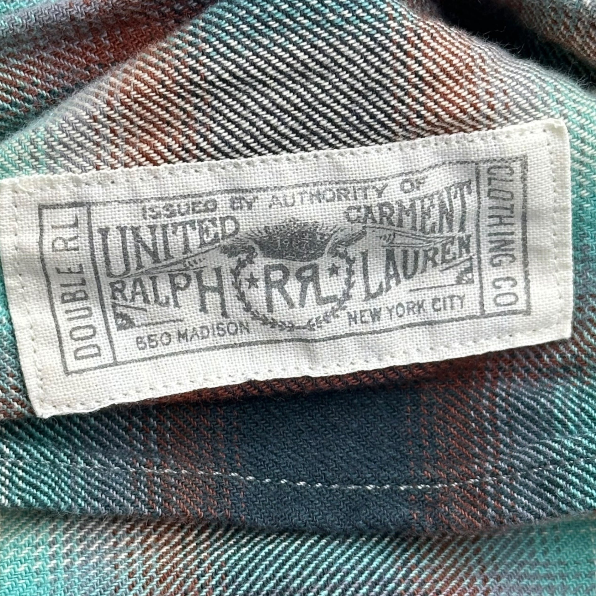 RRL(ダブルアールエル) Towns Camp L/S Sport Shirt オンブレ チェック オープンカラー 長袖 シャツ S ライトグリーン×ブラウン×ホワイト 開襟 タウンズキャンプ