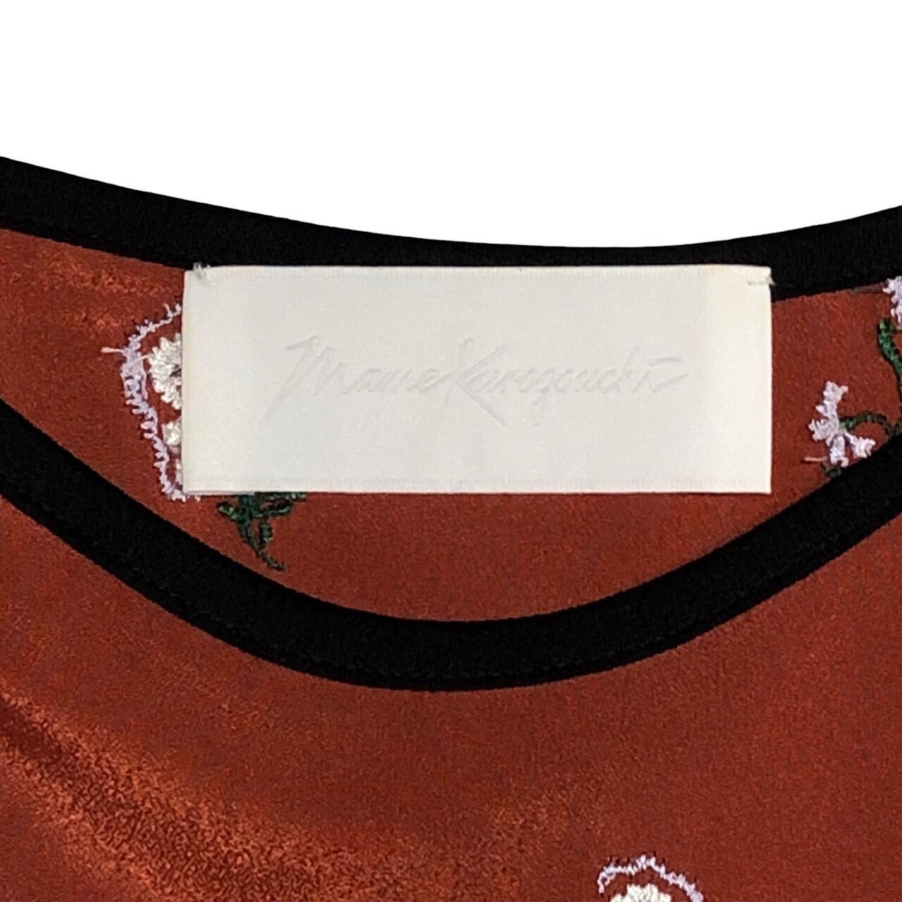 mame kurogouchi(マメクロゴウチ) 18SS Pedicel Embroidery Puff Sleeve Dress/フラワー刺繍ワンピース/ドレス/花 MM18SS-DR047 1(Sサイズ程度) ボルドー