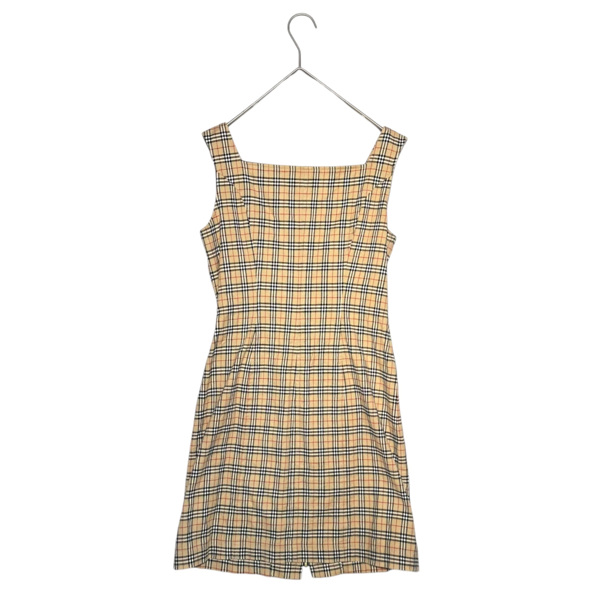 BURBERRY BLUE LABEL(バーバリーブルーレーベル) Center Zip Nova Check N/S Mini Dress センタージップ ノヴァ チェック ノースリーブ ミニ ワンピース FM532-114 38(M程度) ベージュ
