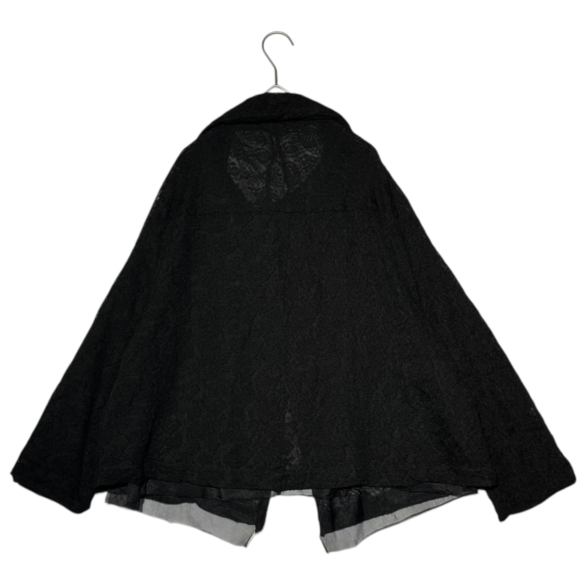 tricot COMME des GARCONS(トリココムデギャルソン) 12AW Asymmetrical Lace Round Collar Jacket アシンメトリー レース 丸襟 ジャケット TJ-T016 M ブラック AD2012