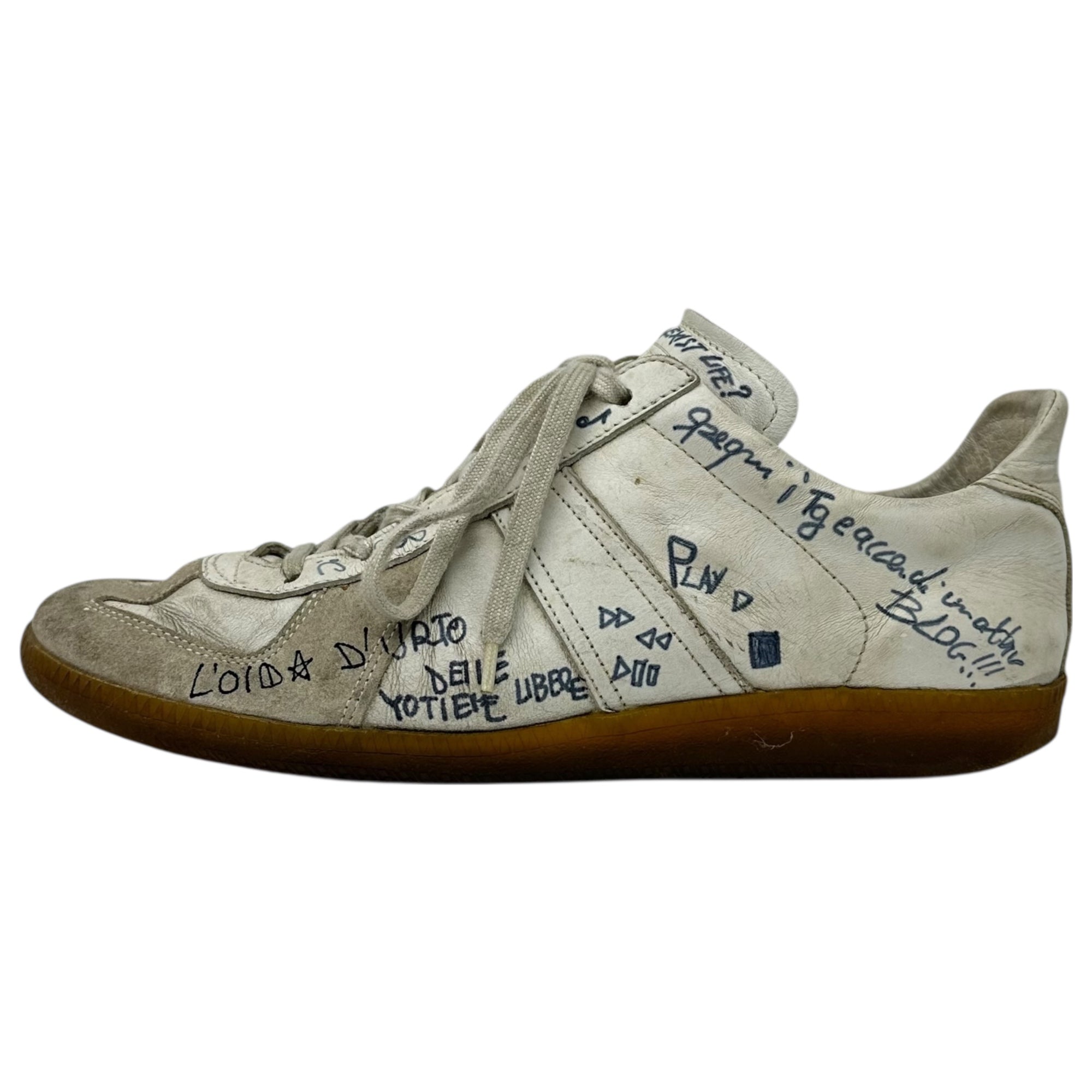 Maison Martin Margiela(メゾン マルタンマルジェラ) 2006SS Graffiti German Trainer 落書き ジャーマン トレーナー 41(26cm~26.5cm程度) ホワイト アーカイブ 本人期