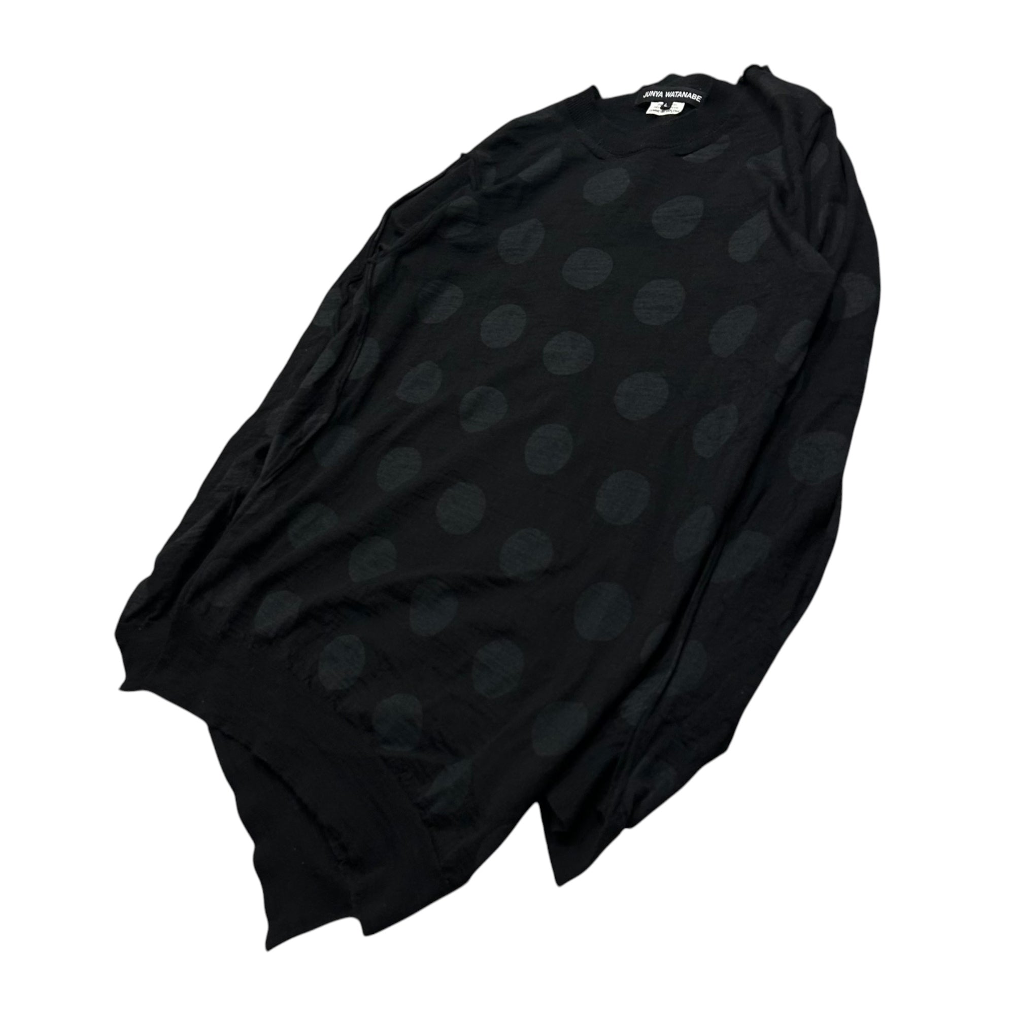 JUNYA WATANABE(ジュンヤワタナベ) 2026SS Asymmetric Polka Dot Wool Knit アシンメトリー ドット ウール ニット JQ-N019 L ブラック