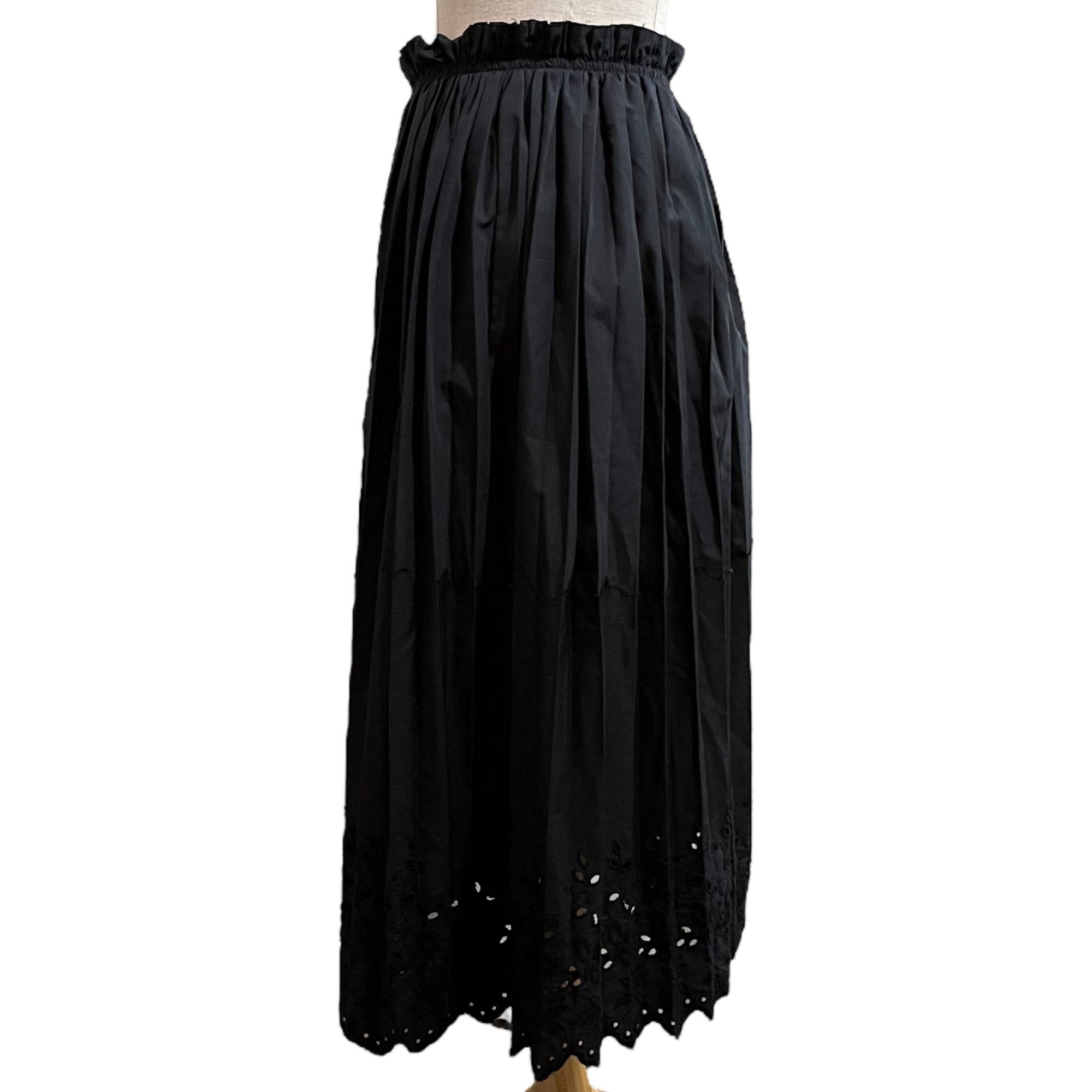 COMME des GARCONS(コムデギャルソン) 02SS Hem cutwork pleated long skirt 裾カットワーク プリーツ ロングスカート GE-S012 FREE ブラック AD2001