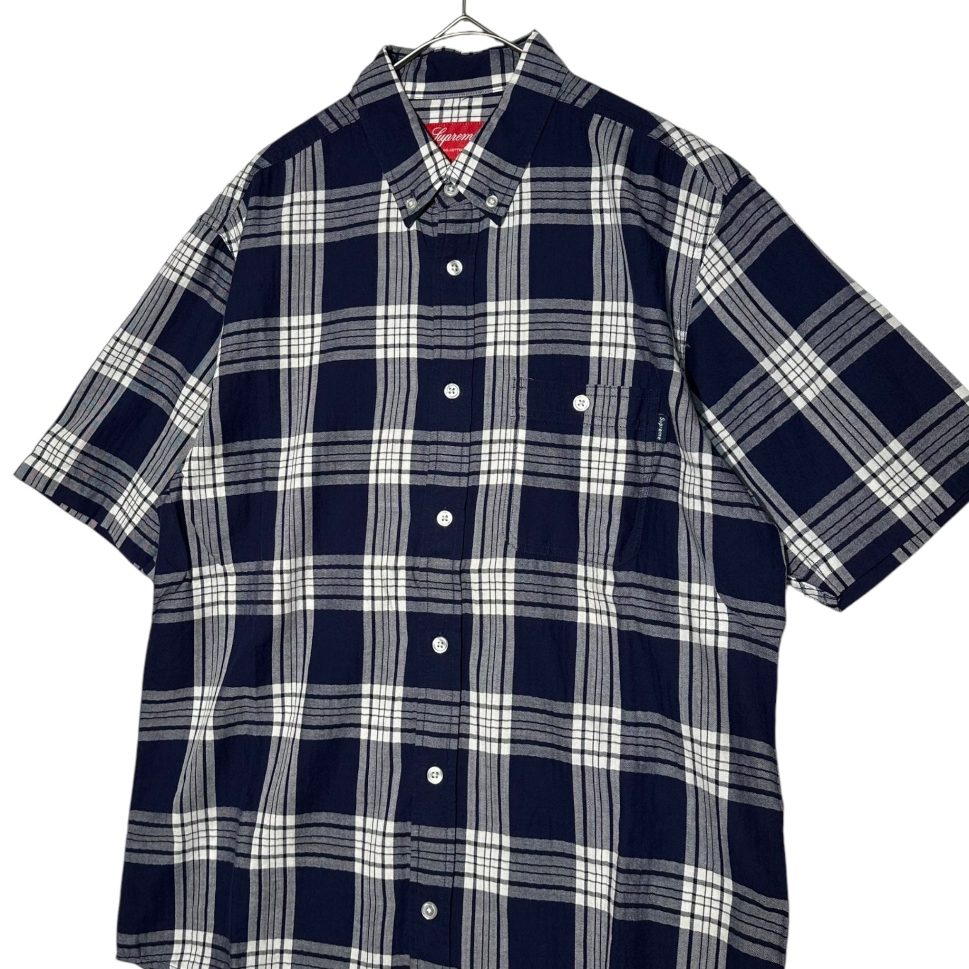 SUPREME(シュプリーム) Plaid S/S Shirt チェック 半袖 シャツ M ネイビー×ホワイト