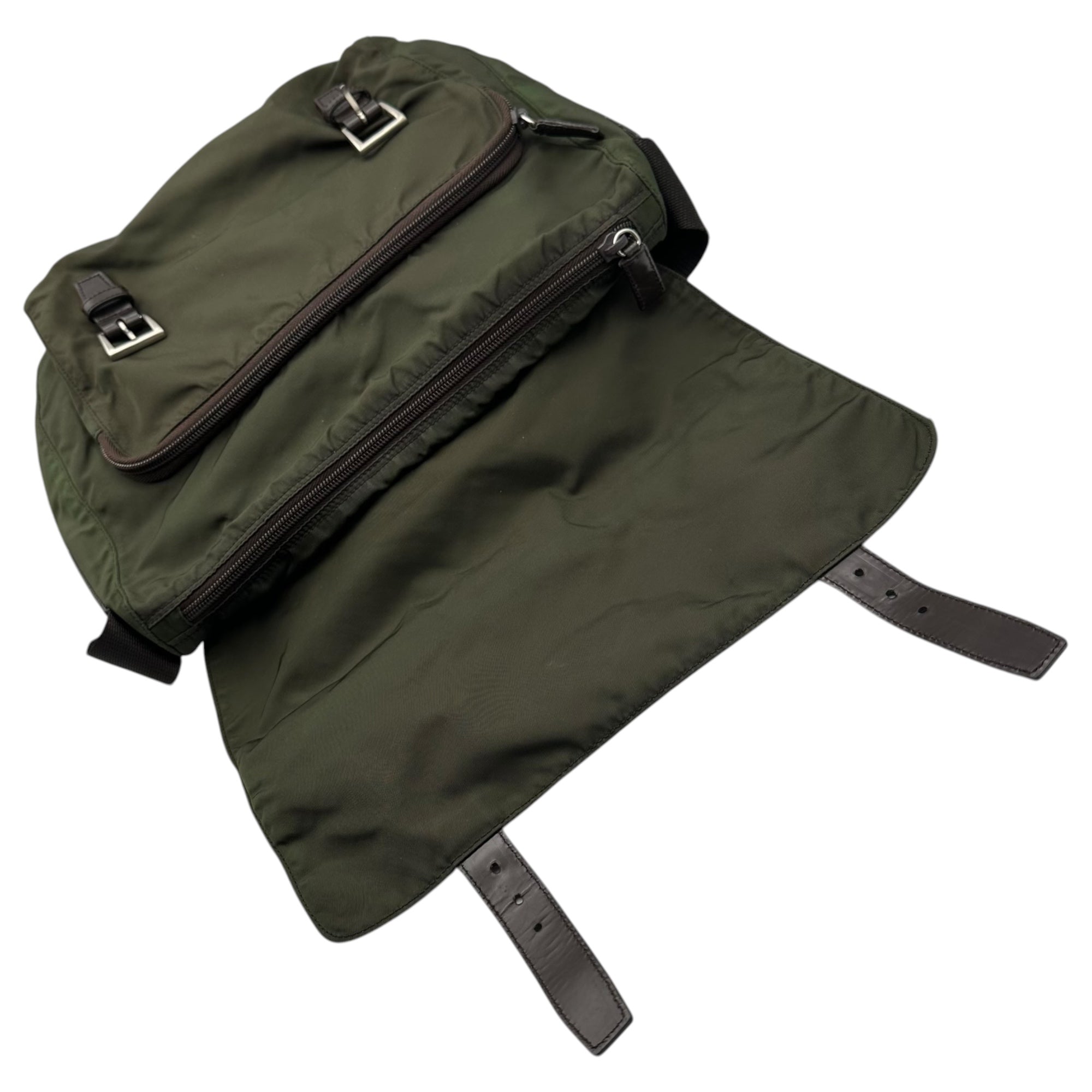 PRADA(プラダ) 90's~00's Nylon Double-Buckle Messenger Bag ナイロン ダブルバックル メッセンジャー バッグ グリーン ショルダー