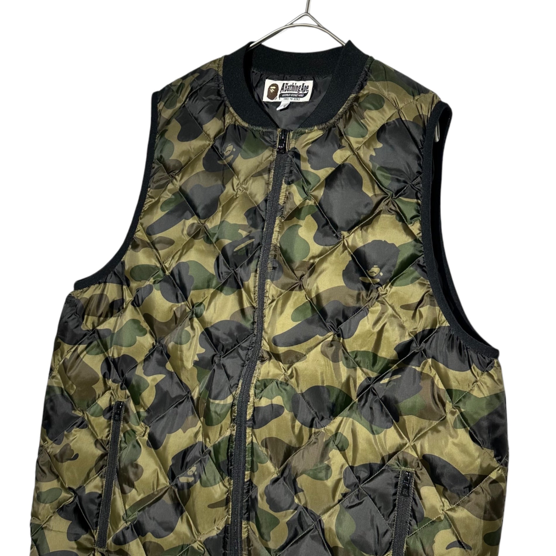 A BATHING APE(アベイシングエイプ) 1ST CAMO PUFFER VEST ファースト カモ ダウン ベスト 猿 001LJC801008X L カーキ