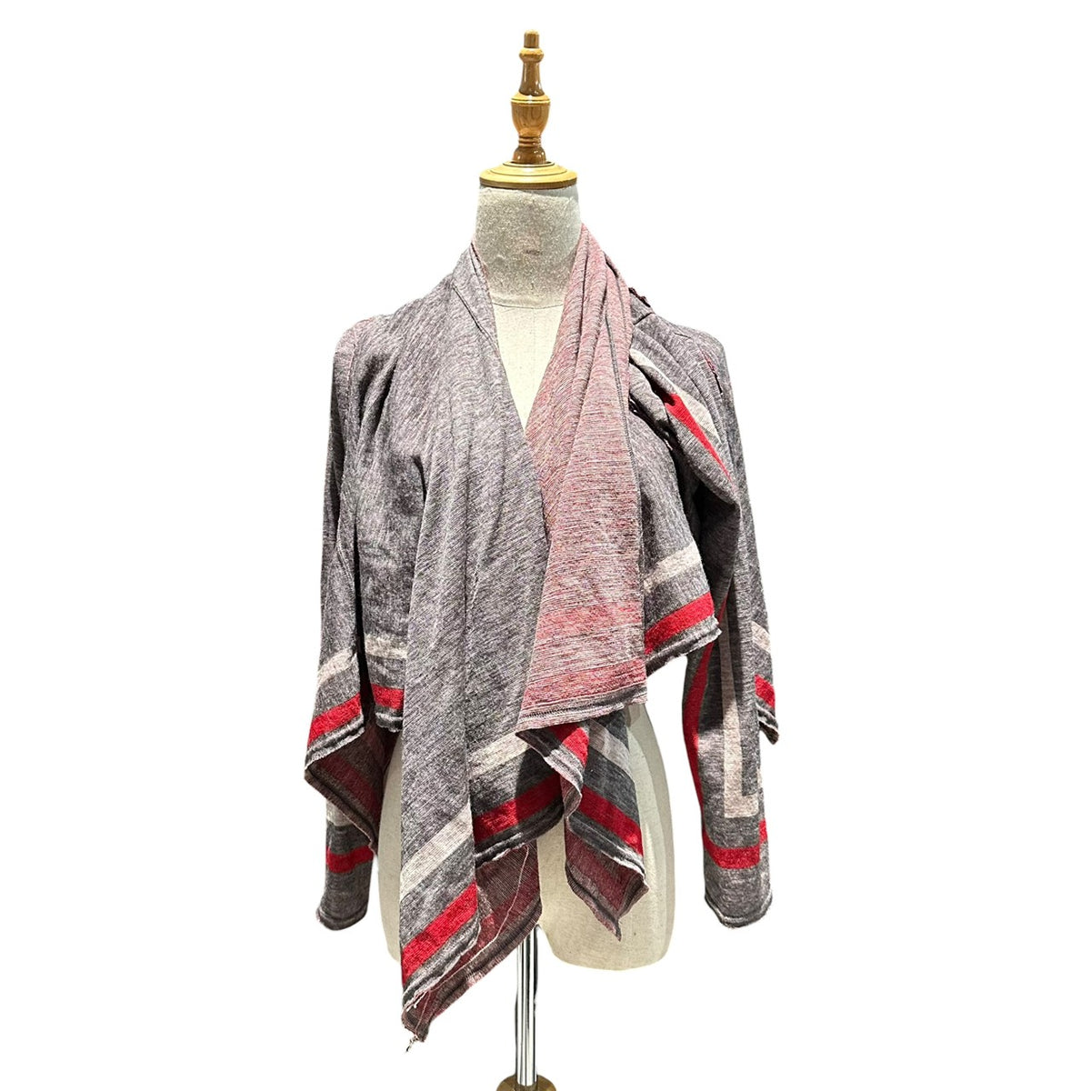 COMME des GARCONS(コムデギャルソン) 2003AW Striped Bolero Cardigan ラインデザイン ボレロ カーディガン GK-T045 FREE グレー×レッド AD2003